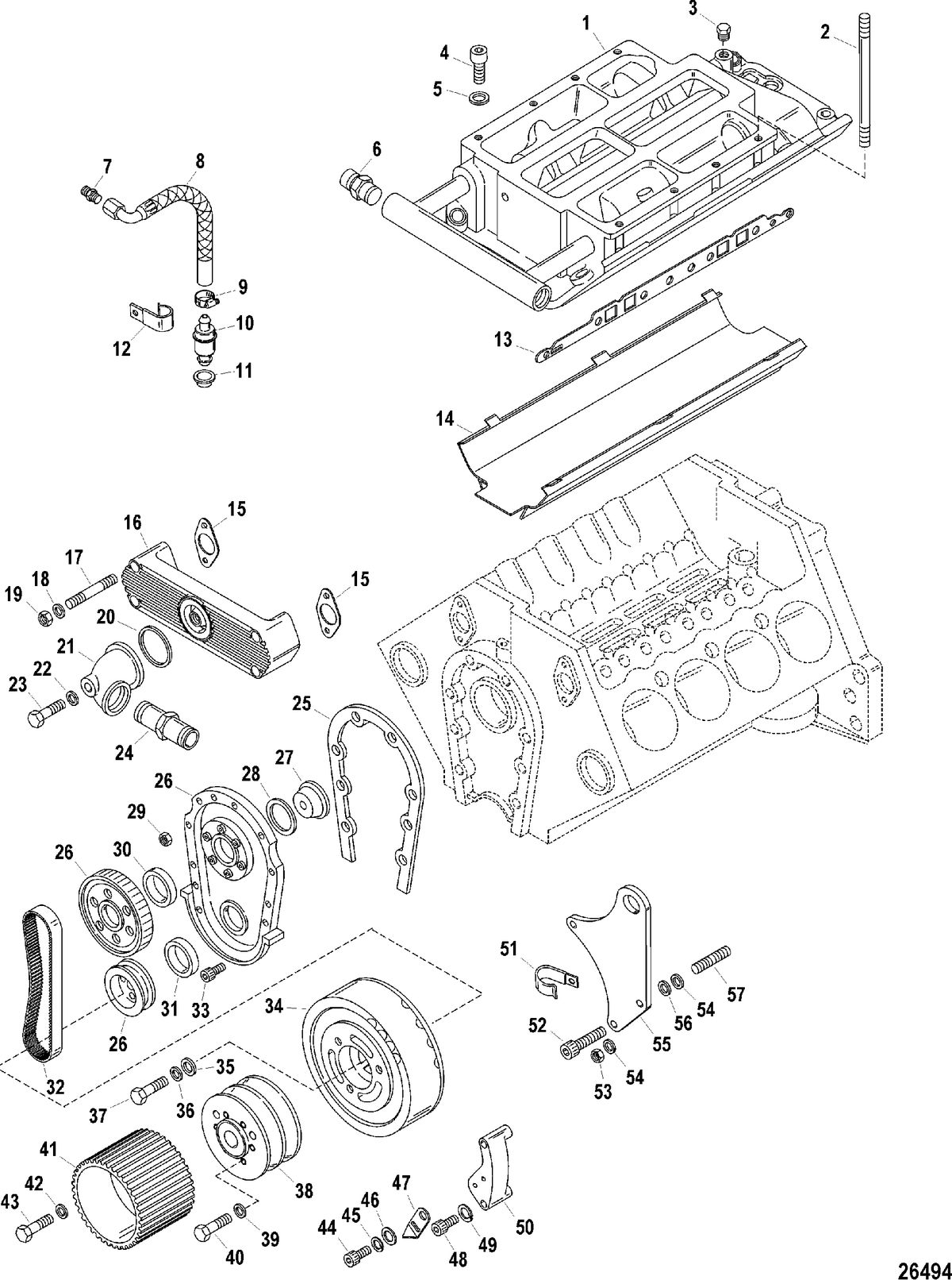 RACE STERNDRIVE 900 SC Intake Manifold And Front Cover
