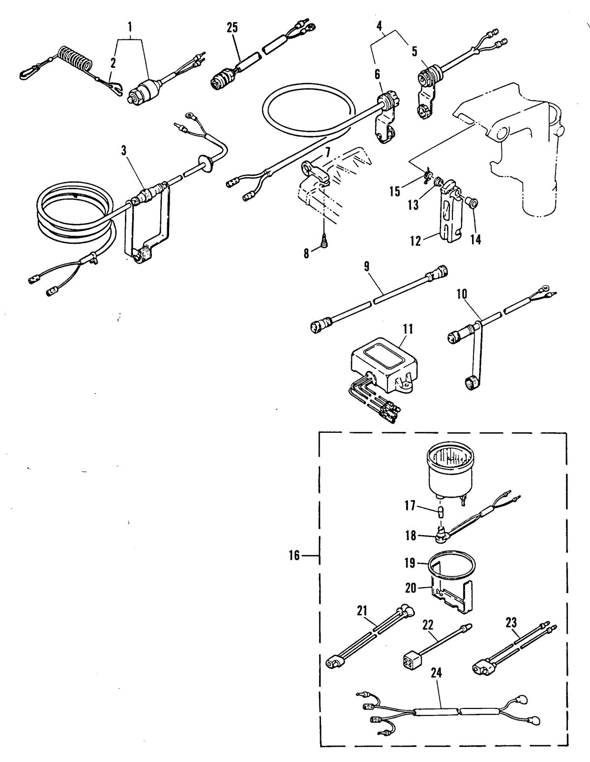 MERCURY/MARINER 15 H.P. W/MARATHON OPTIONAL PARTS