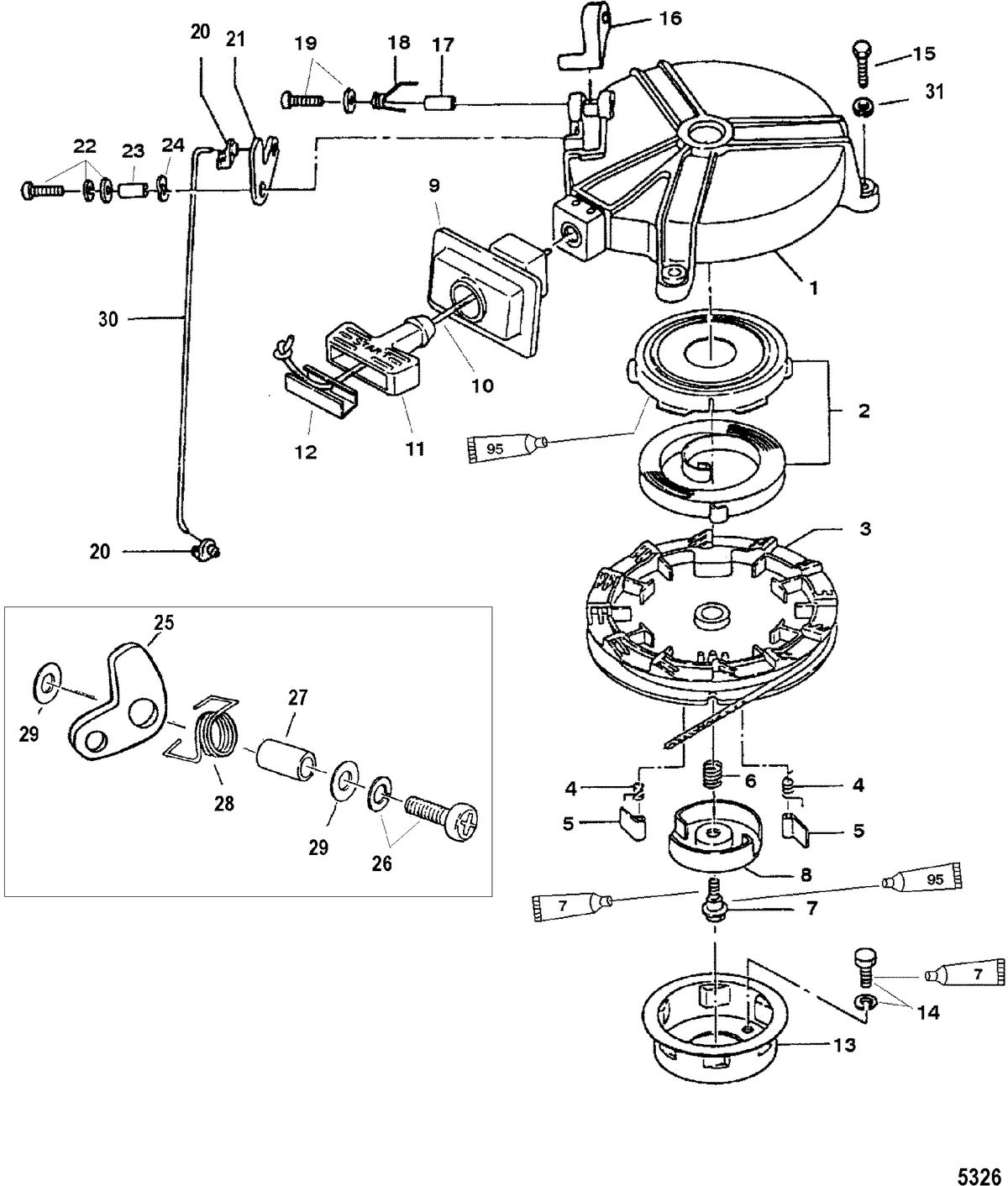 MERCURY/MARINER 4/5HP 2-STROKE Recoil Starter