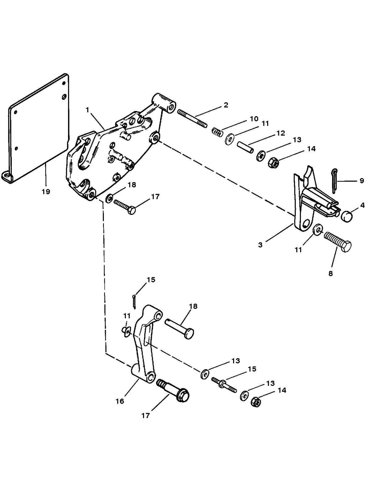 MERCRUISER 450 H.P. (454 CID) 7.4L ENGINE SHIFT BRACKET