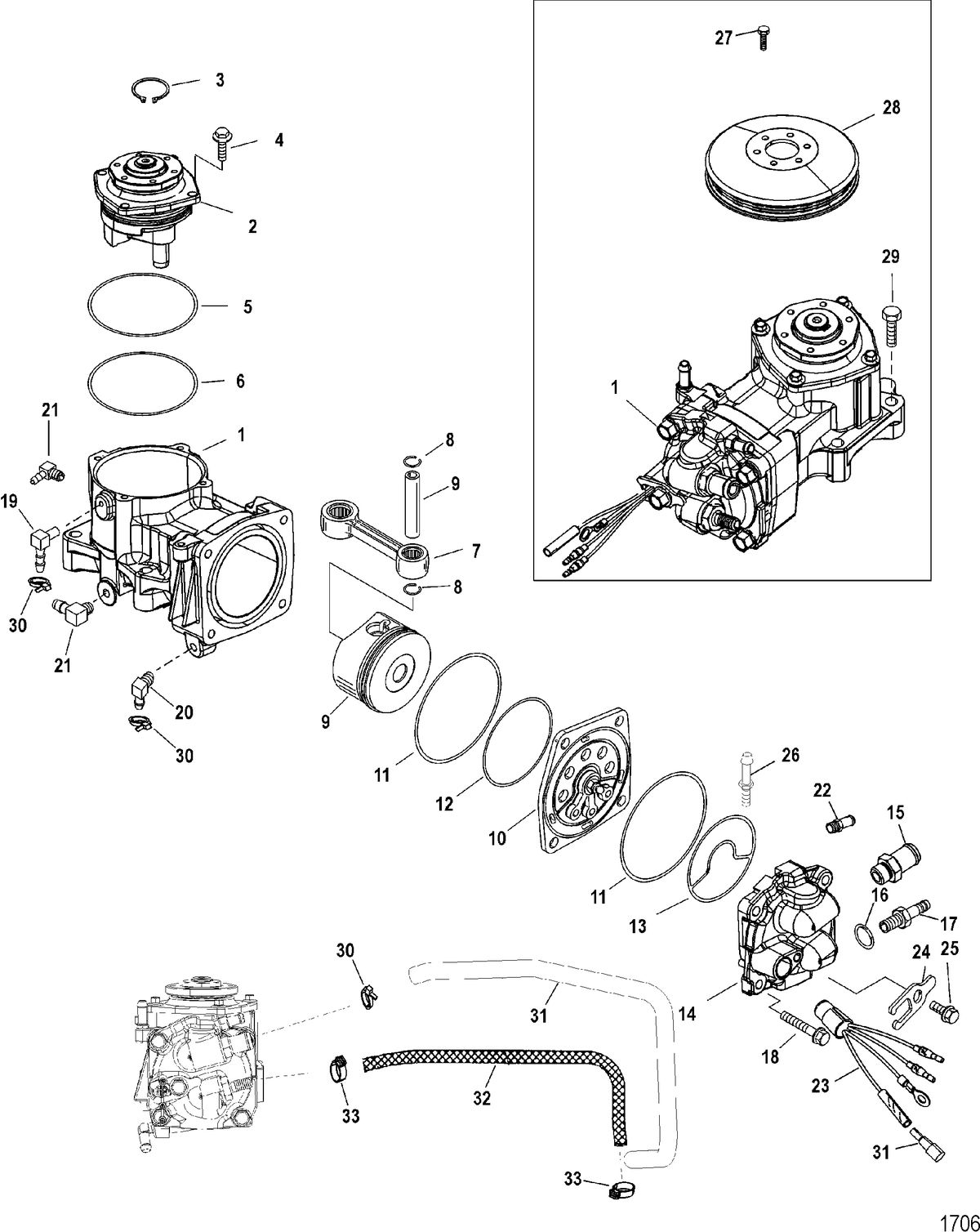 SPORTJET 250 DFI AND 250 DFI M2 JET DRIVE Air Compressor Components(Design I)