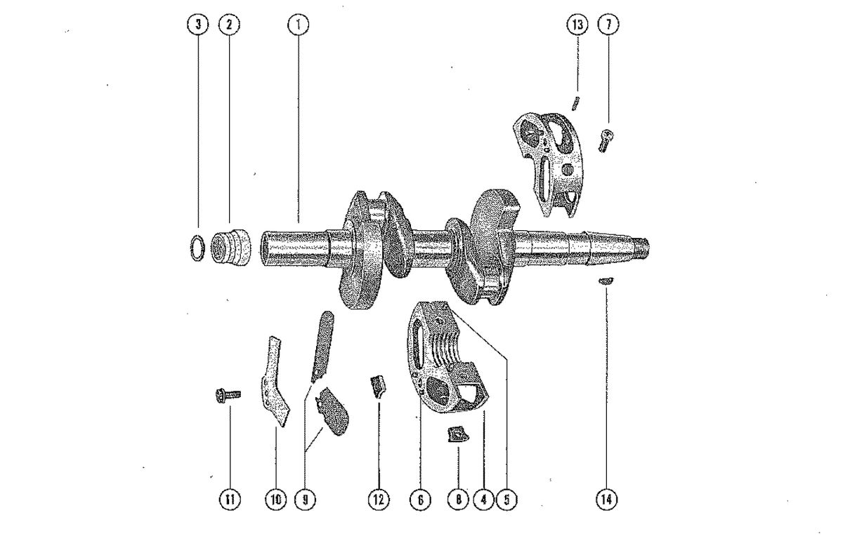 MERCURY MERC 200 CRANKSHAFT AND CENTER MAIN BEARING ASSEMBLY