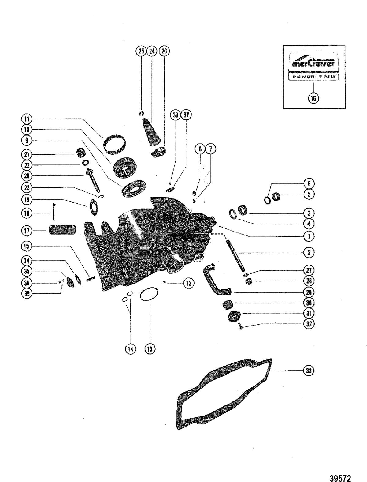 MERCRUISER 120/140 (1.98 RATIO) 165 (1.65 RATIO) 470/485 (1.84 RATIO) 260/898/228 (1.50 RATIO) GIMBAL HOUSING ASSEMBLY