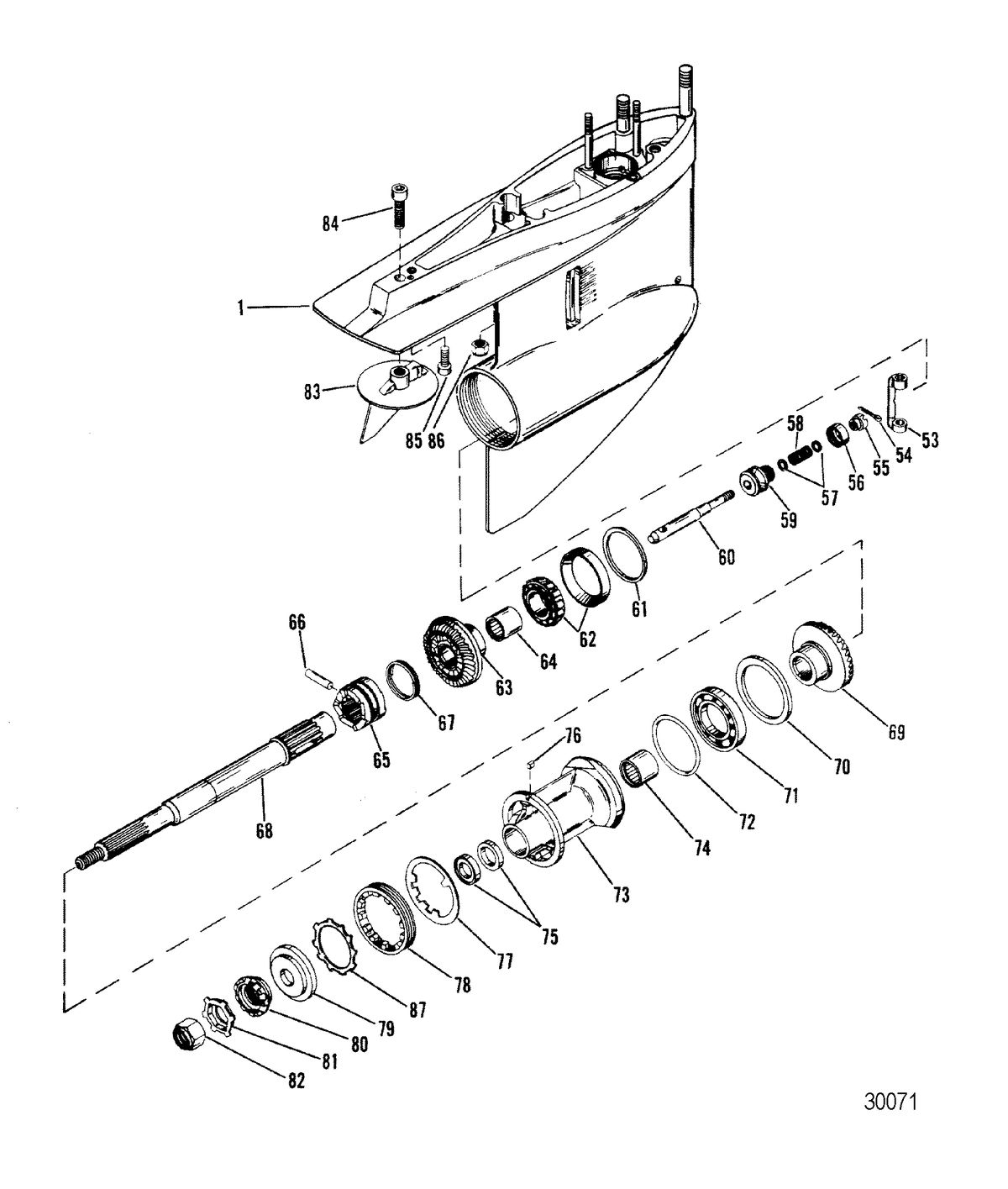 MERCRUISER R/MR ALPHA ONE STERNDRIVE GEAR HOUSING(PROPELLER SHAFT) - MR