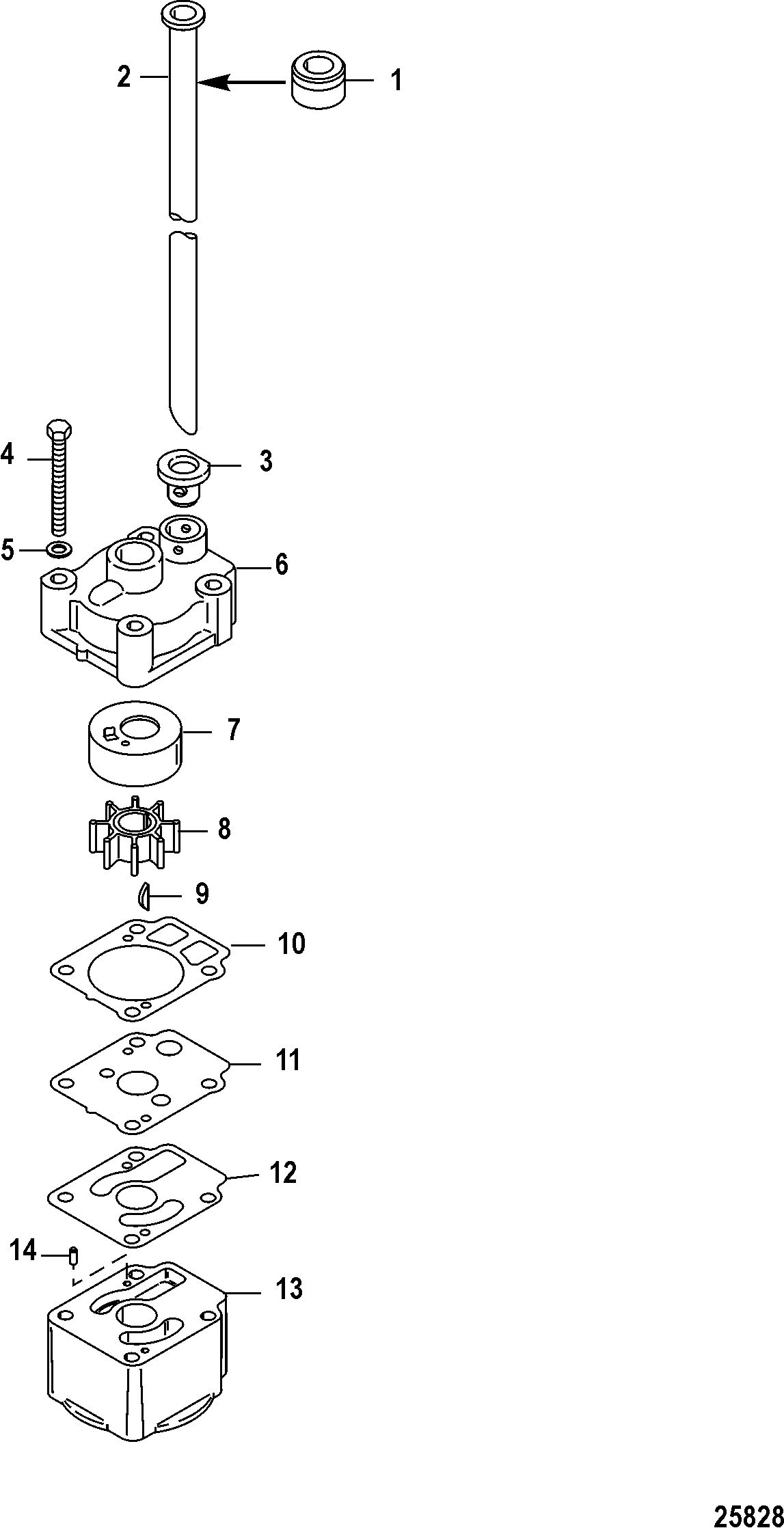 MERCURY/MARINER 25/30/JET 25 EFI/3 CYLINDER 4-STROKE Jet Water Pump Components