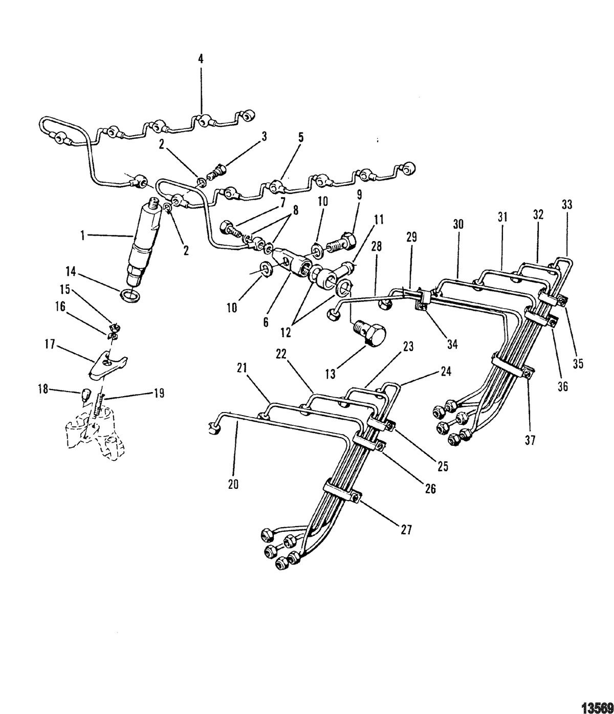 MERCRUISER CUMMINS/MERCRUISER DIESEL 3.0L/150 3.6L/180 Injection Nozzle/Lines