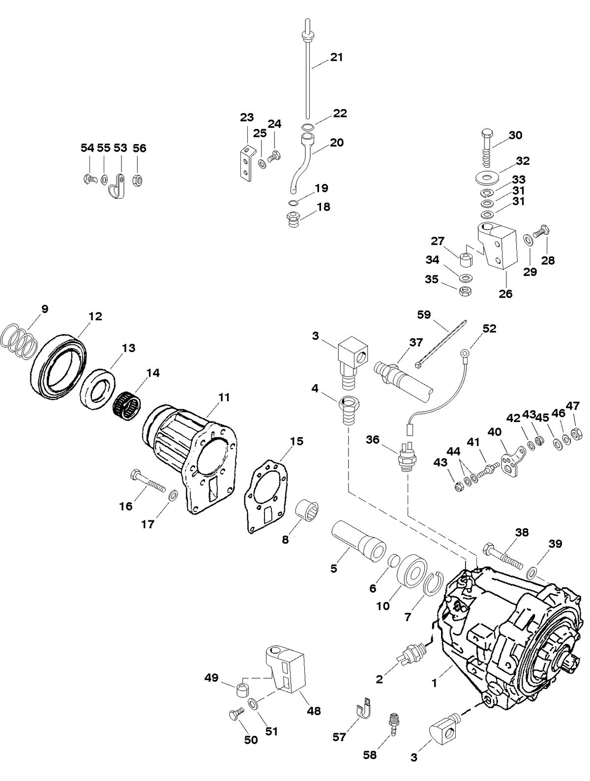 MERCRUISER 800 SC ENGINE TRANSMISSION COMPONENTS (PLUG IN) (PAGE 1 0F 2)