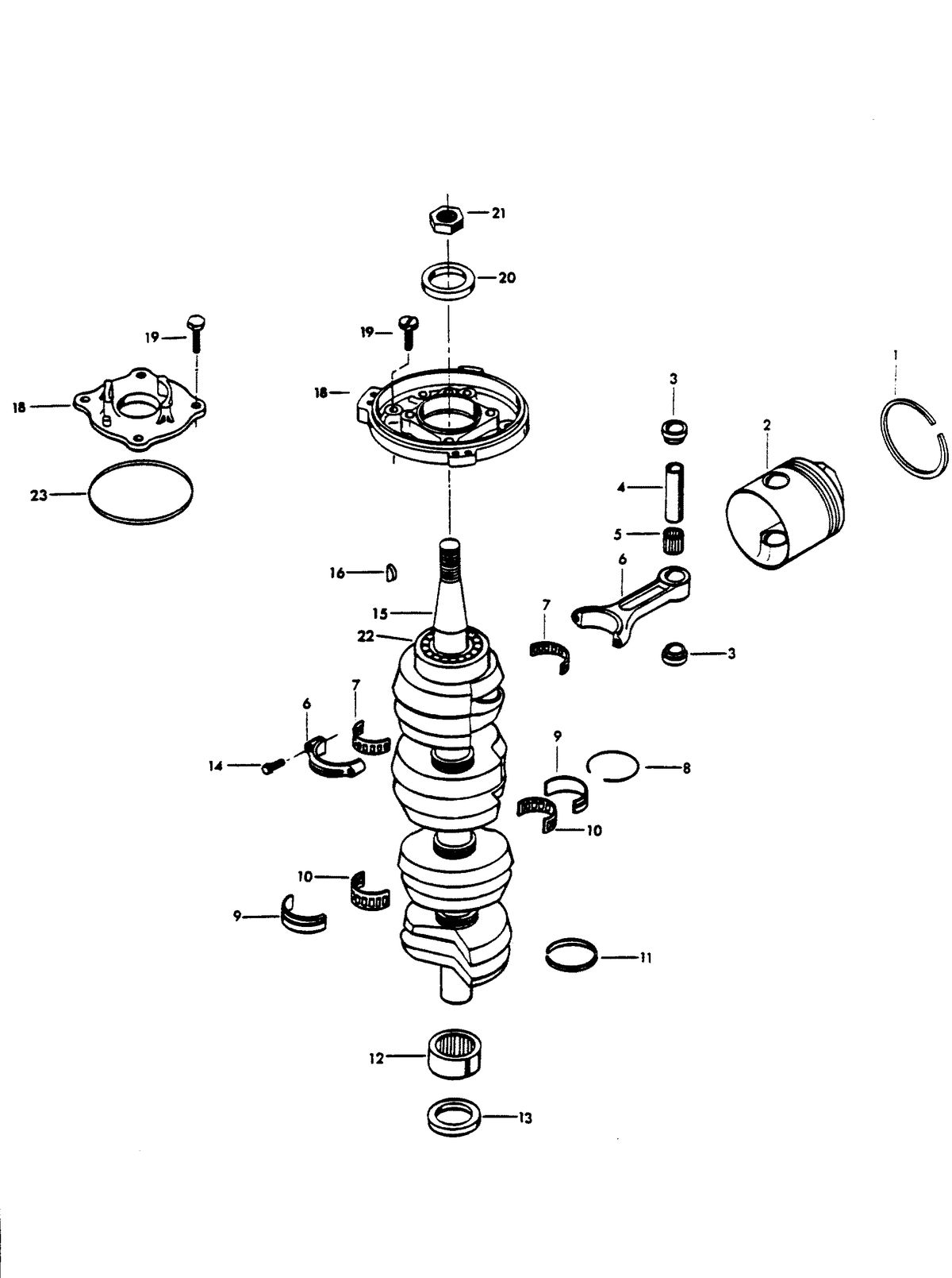 CHRYSLER 105 H.P. CHARGER CRANKSHAFT AND PISTON GROUP