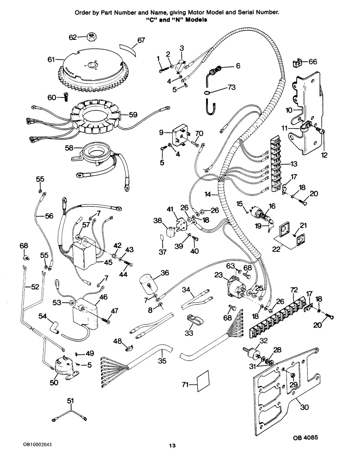 FORCE FORCE 1986 85 H.P. ELECTRICAL COMPONENTS "C" AND "N" MODELS