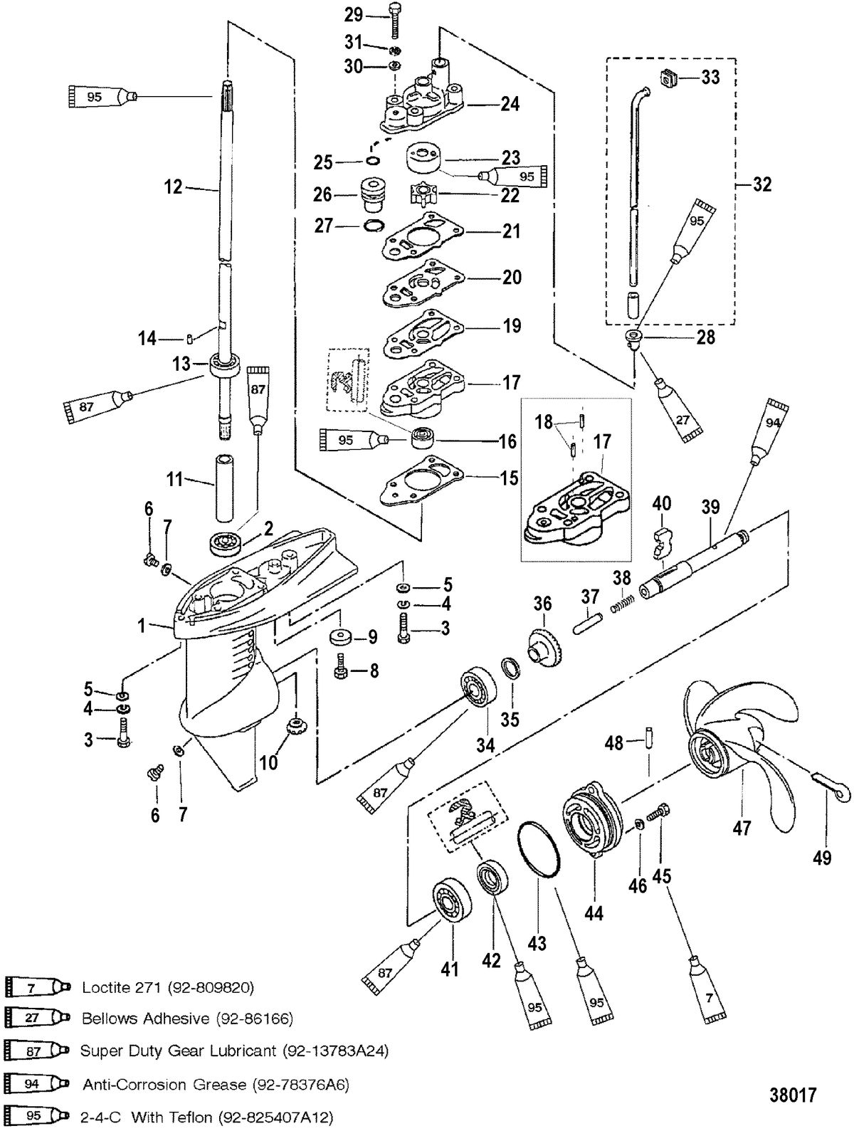 MERCURY/MARINER 3.3 H.P GEAR HOUSING ASSEMBLY(SHIFTABLE ENGINES)