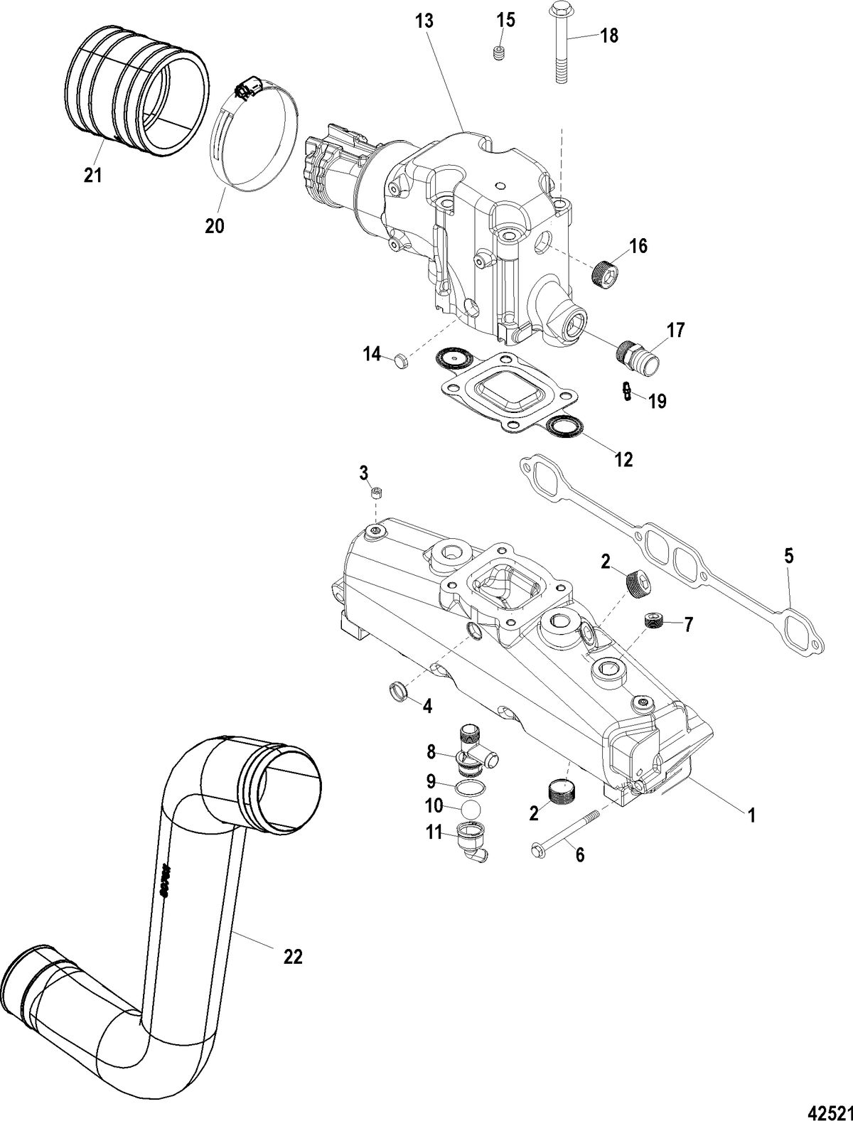 MERCRUISER 5.7L MPI TOWSPORT WITH GEN III Exhaust Manifold, Elbow And Pipes