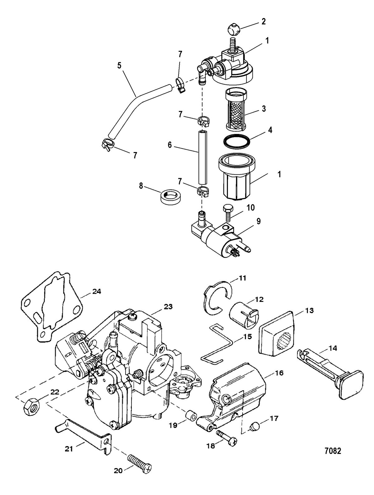 MERCURY/MARINER 20/25/JET 20 SEAPRO/MARATHON 15XD SUPER 15/JET 20) (2-STROKE) Fuel System Components(Commercial Engines)