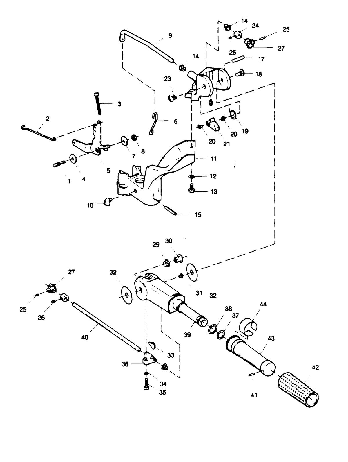 SEARS 15 H.P. 15"(38.1CM) LEG OUTBOARD MOTOR Tiller Handle and Throttle Linkage