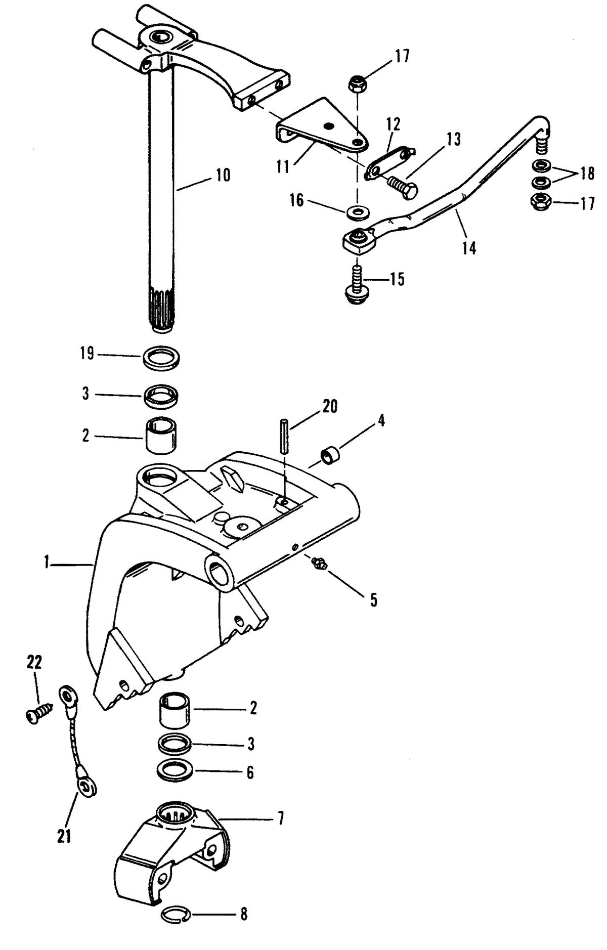 MERCURY/MARINER 50/55/60 HP JET 45 SWIVEL BRACKET (S/N: 0D182000 AND UP)
