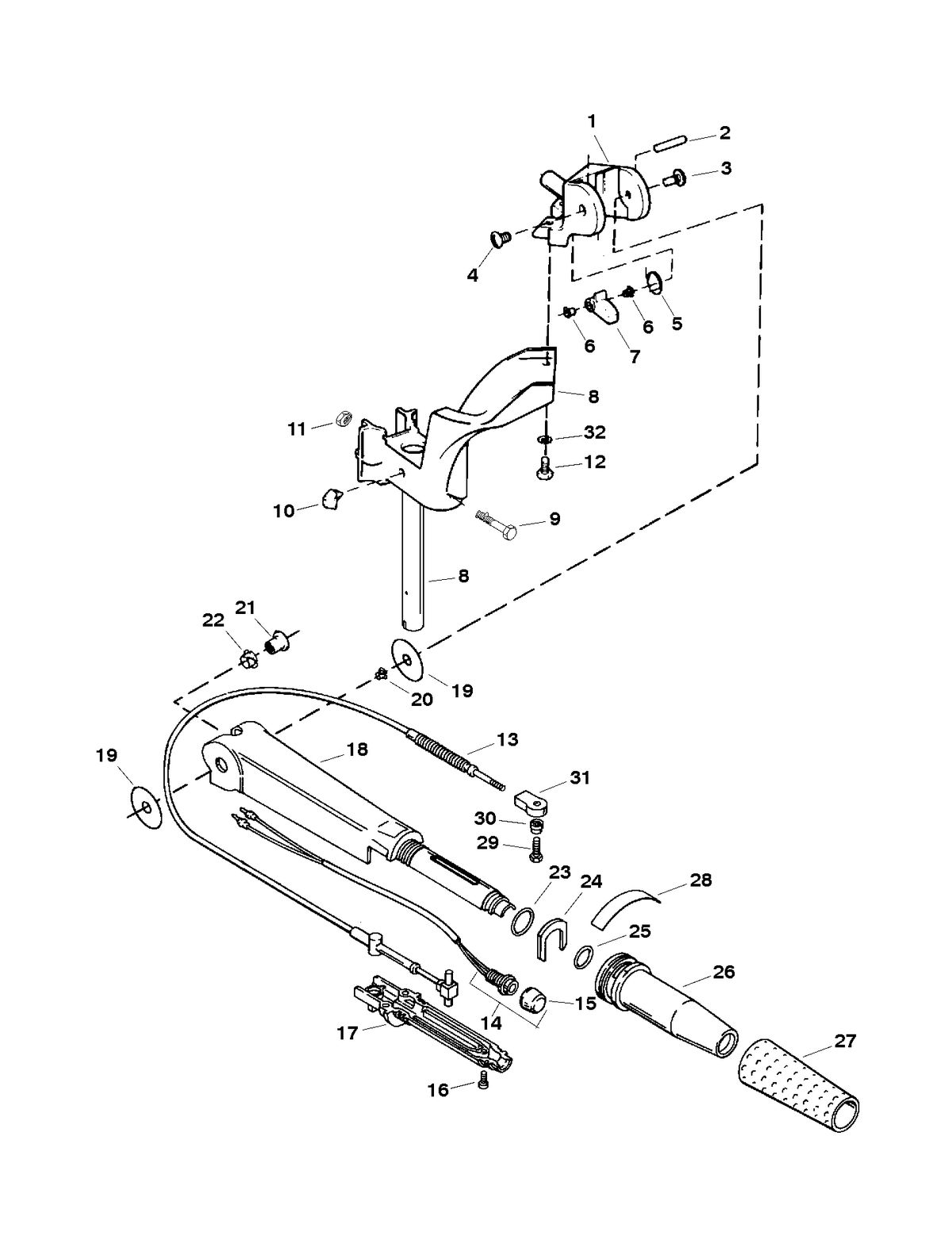 SEARS SEARS 15 H.P (OB MOTOR) W/6.6 GAL. REMOTE TANK STEERING HANDLE/TWIST GRIP THROTTLE