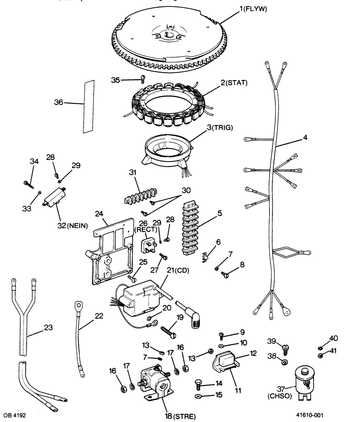 FORCE FORCE 1988 50 H.P. "A" MODELS ALTERNATOR AND ELECTRICAL COMPONENTS