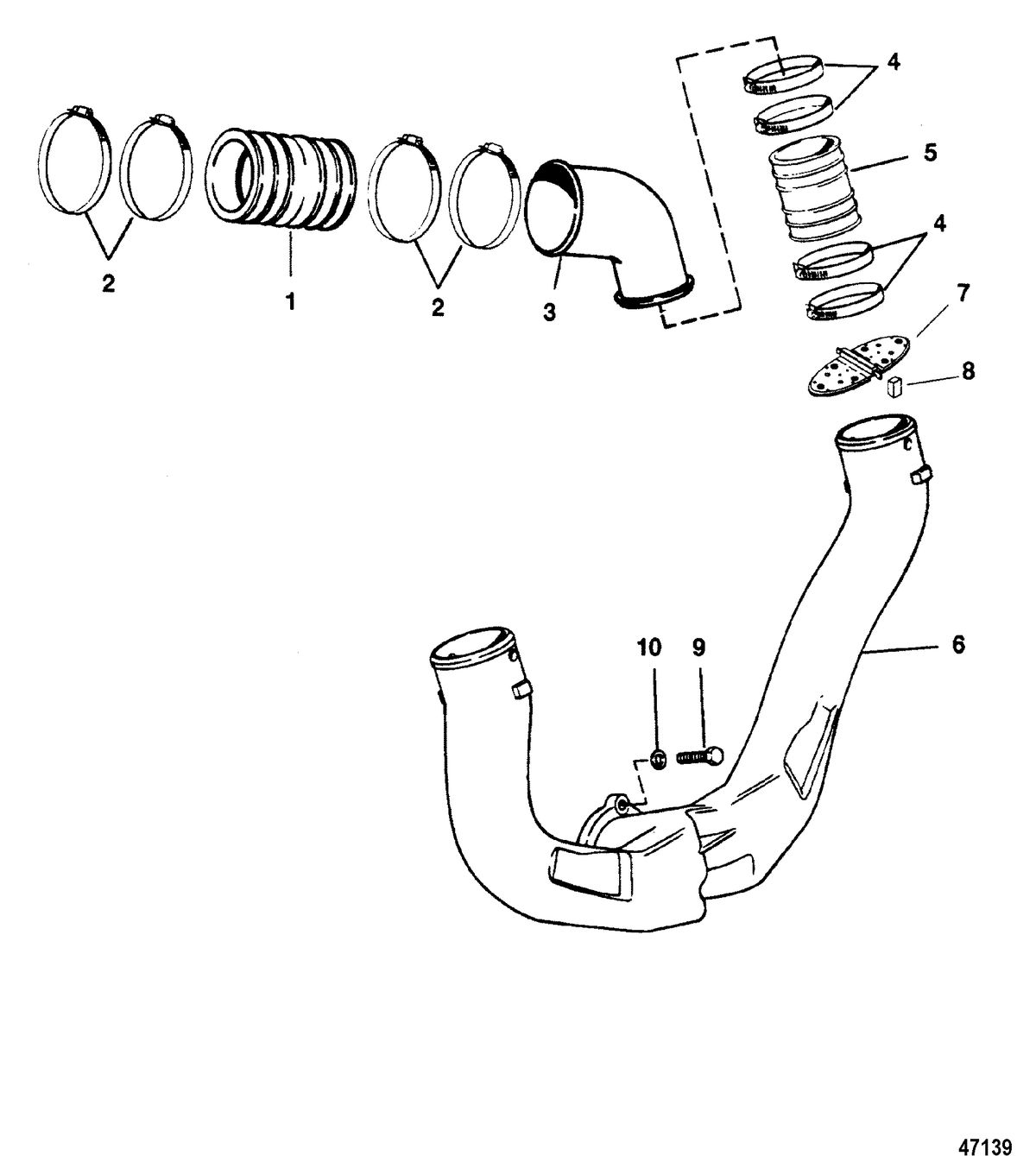 MERCRUISER 7.4 LX (EFI-MP) BRAVO EXHAUST SYSTEM