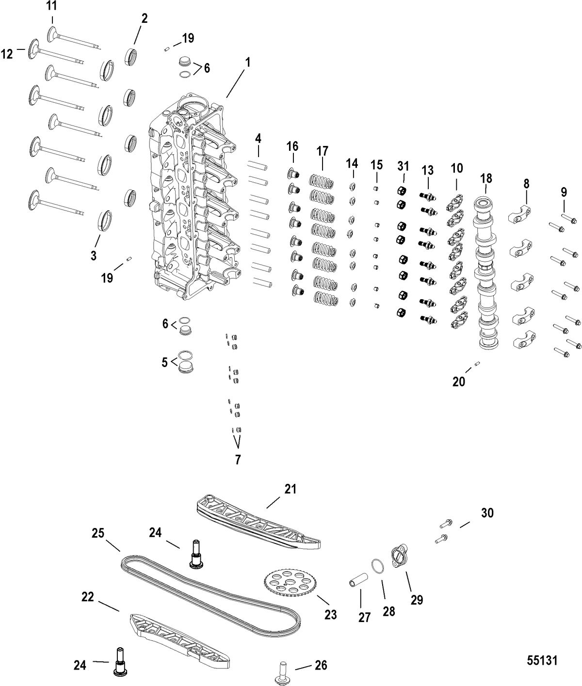 MERCURY/MARINER 75-115 4-STROKE Cylinder Head and Camshaft