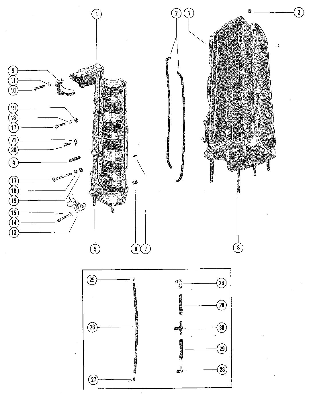MERCURY MERC 90 CYLINDER BLOCK AND CRANKCASE ASSEMBLY