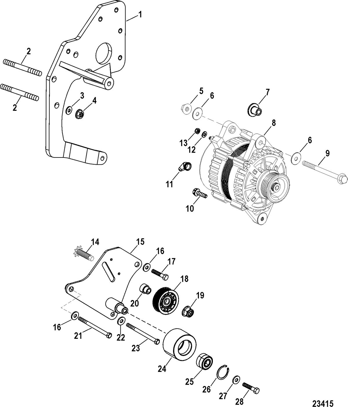 RACE STERNDRIVE 662 SCI Alternator And Mounting