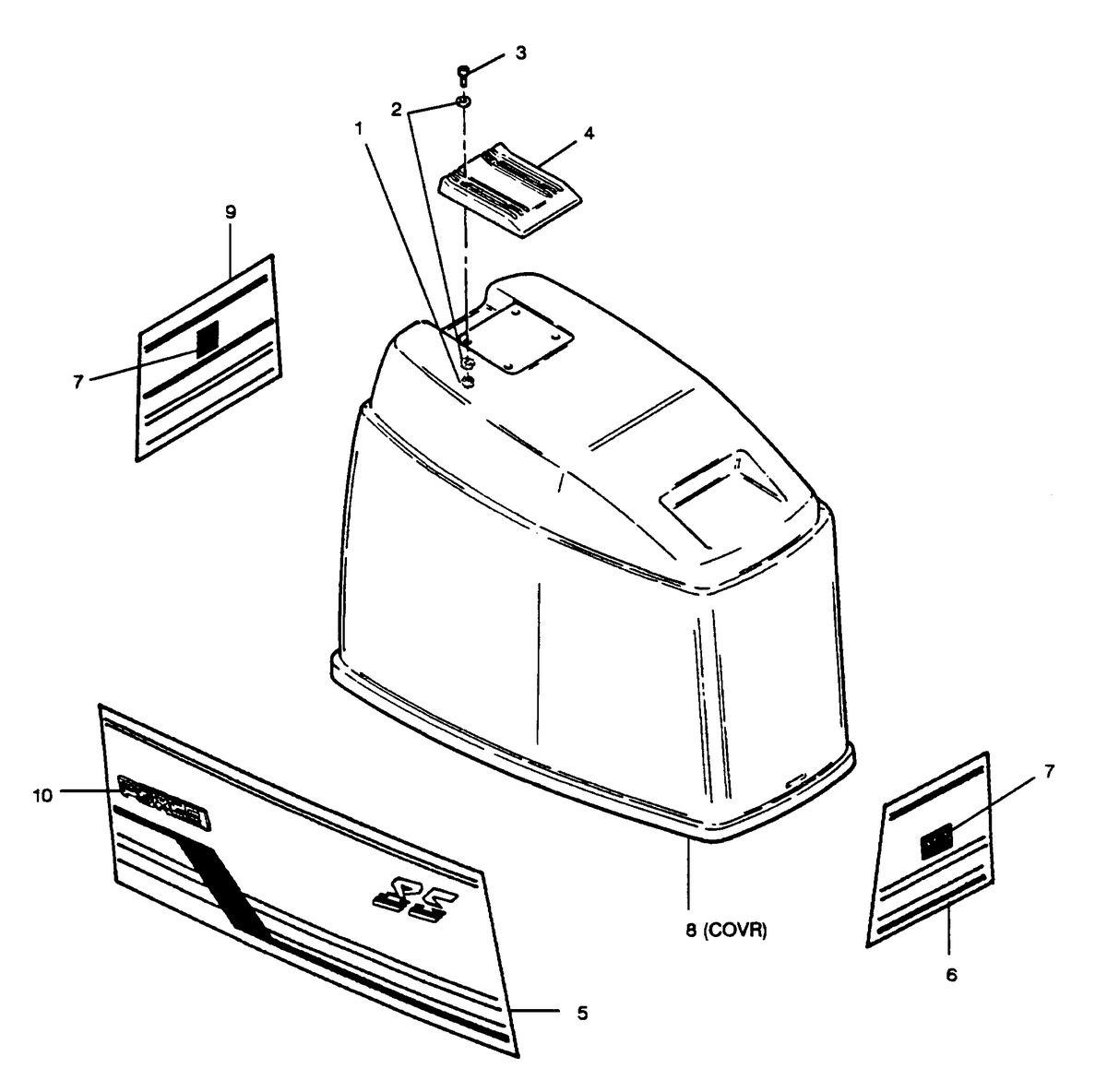 FORCE FORCE 1989 85 H.P. "C" MODELS ENGINE COVER BAYLINER & SPECTRUM MODELS