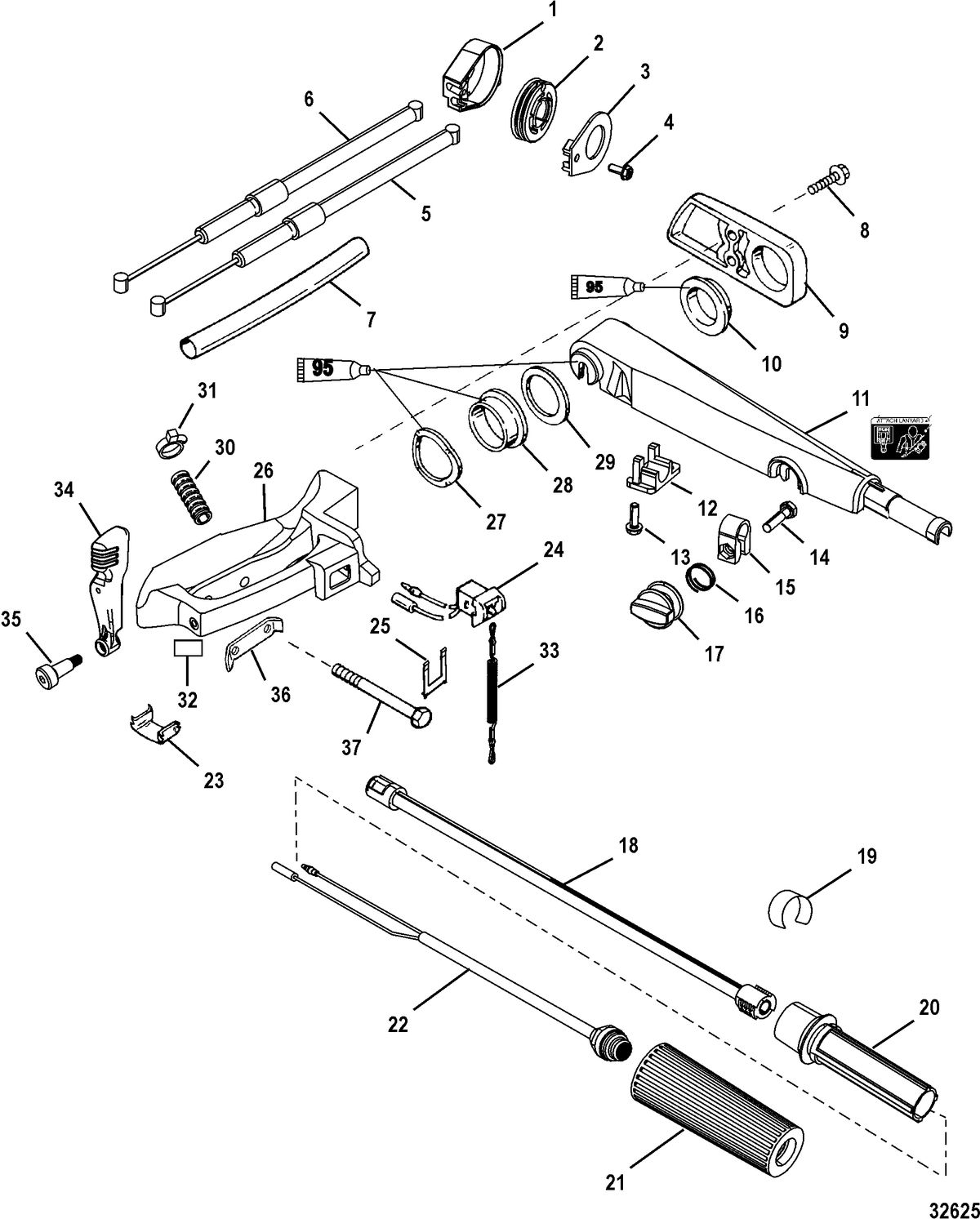 ACCESSORIES STEERING SYSTEMS AND COMPONENTS Tiller Handle Kit(Jet 40)