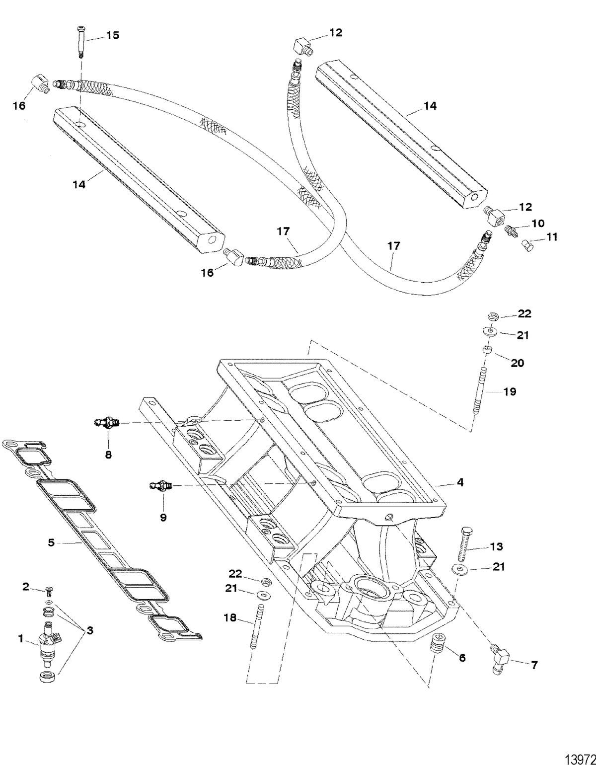 RACE STERNDRIVE SCORPION 377 Intake Manifold And Fuel Rails