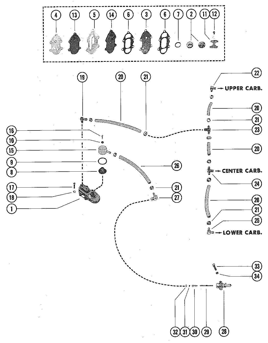 MERCURY MERC 140 FUEL PUMP AND FUEL LINE ASSEMBLY
