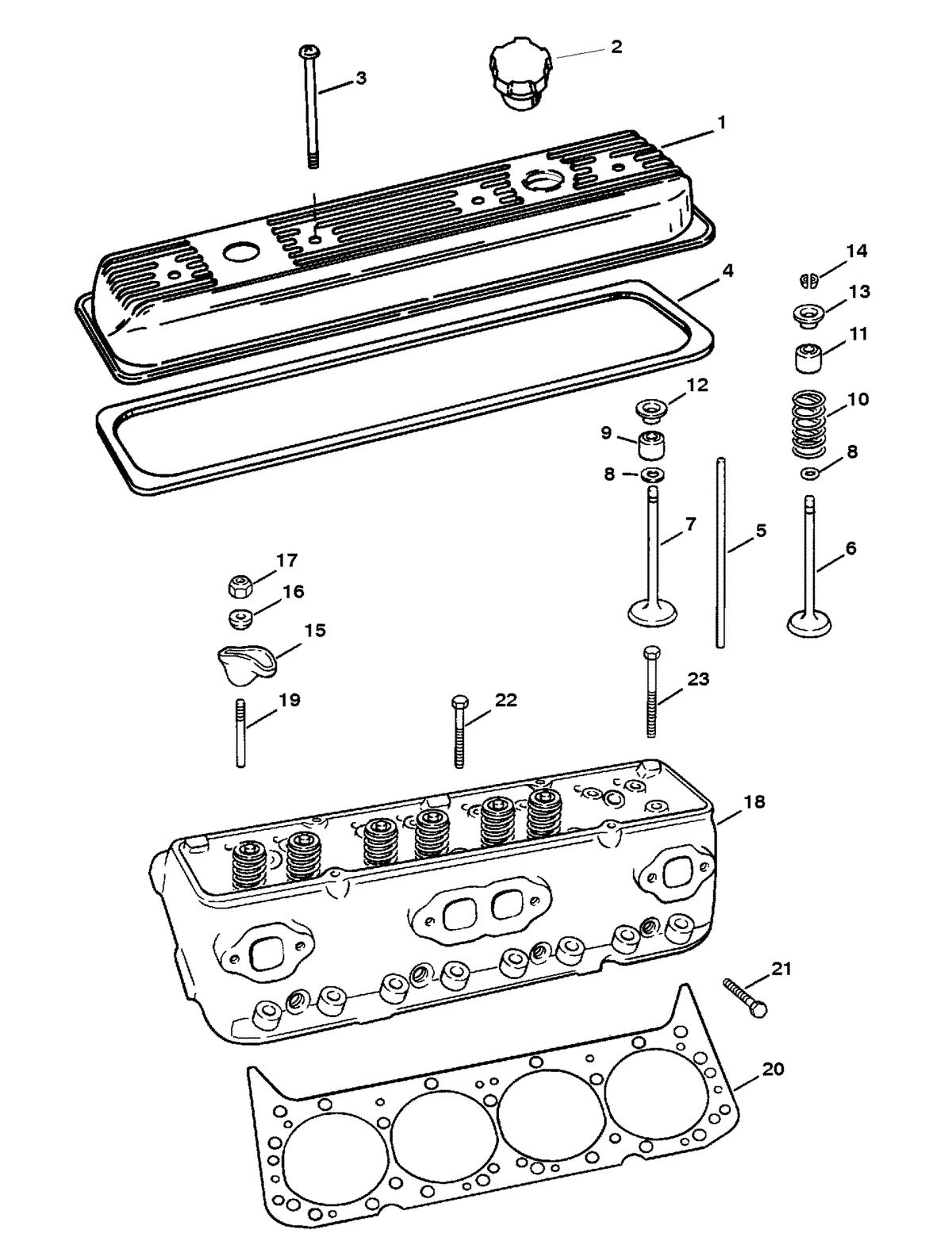 MERCRUISER MIE 5.7L INBOARD CYLINDER HEAD AND ROCKER COVER