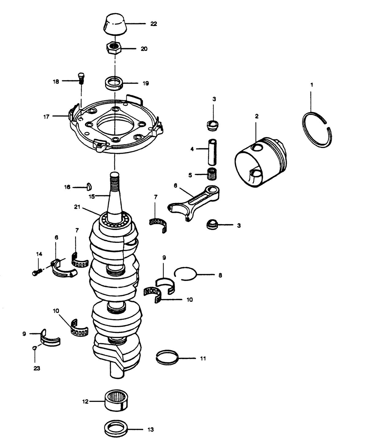 FORCE FORCE 1989 125 H.P. "B" MODELS CRANKSHAFT AND PISTON