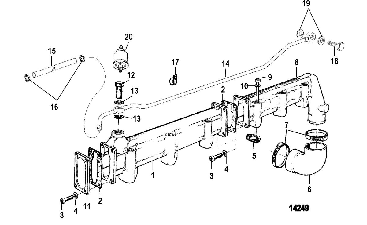 MERCRUISER CUMMINS/MERCRUSER DIESEL (2.8L/165) (4.2L/250) Manifold Strip