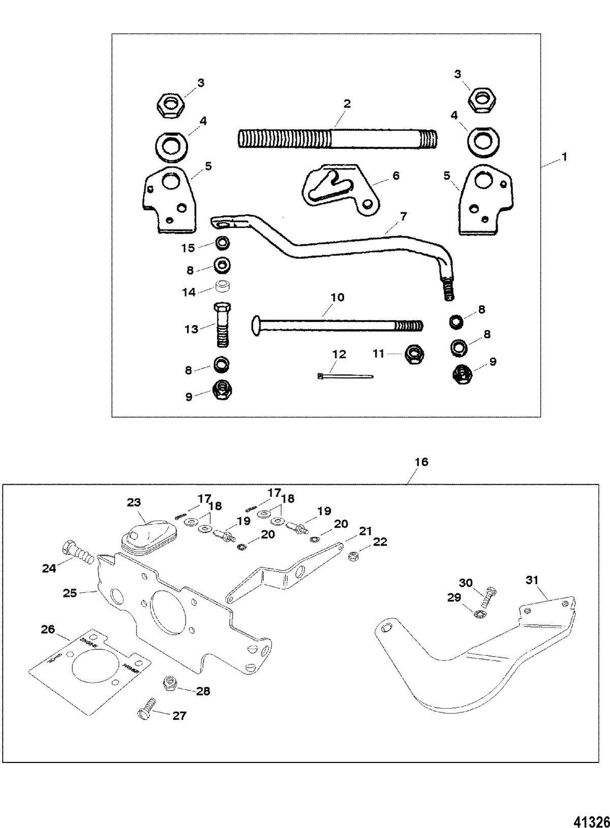 MERCURY/MARINER 25 H.P. (3 CYL.)(INTERNATIONAL) REMOTE CONTROL LINKAGE