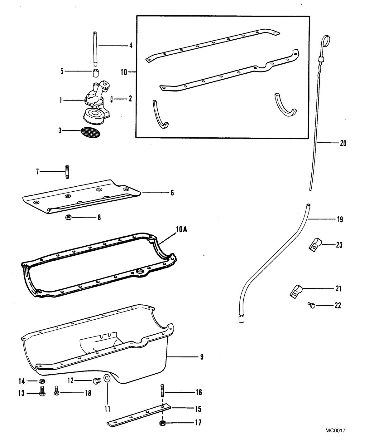 MERCRUISER 300 TEMPEST (MR/TR) ENGINE OIL PAN AND OIL PUMP