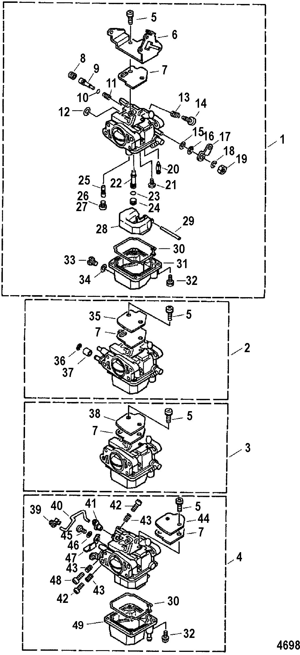 MERCURY/MARINER 40 ITALY/45 BODENSEE 50/50 BIGFOOT 4-STROKE Carburetor(45)