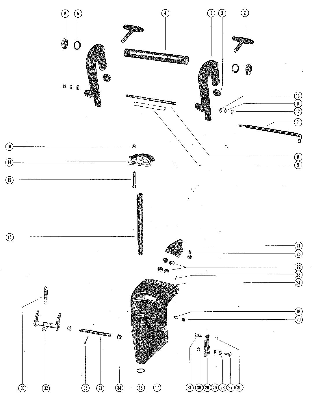MERCURY MERC 200 CLAMP AND SWIVEL BRACKET ASSEMBLY