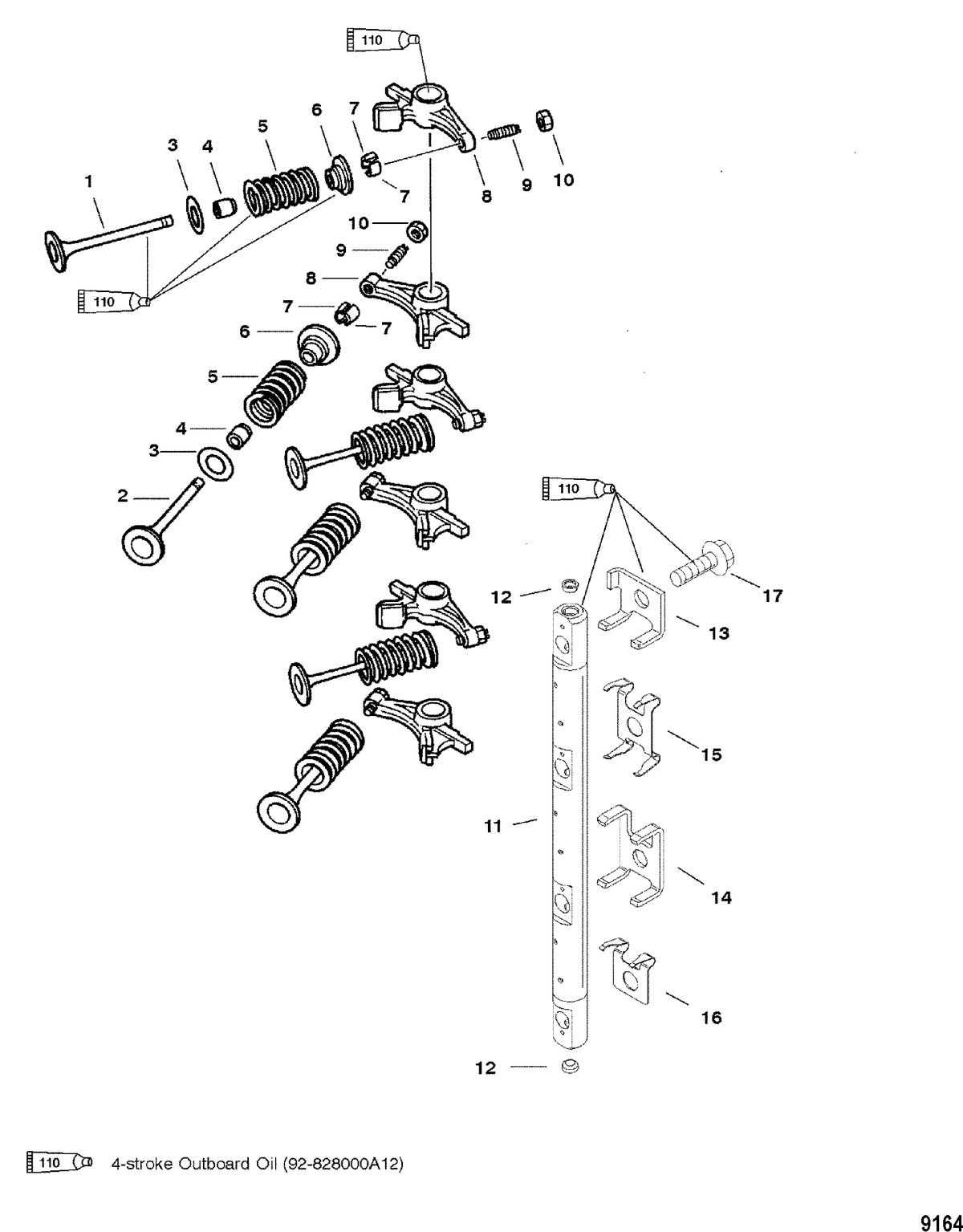 MERCURY/MARINER 30/40 CARB 4-STROKE (3 CYLINDER) Intake/Exhaust Valves