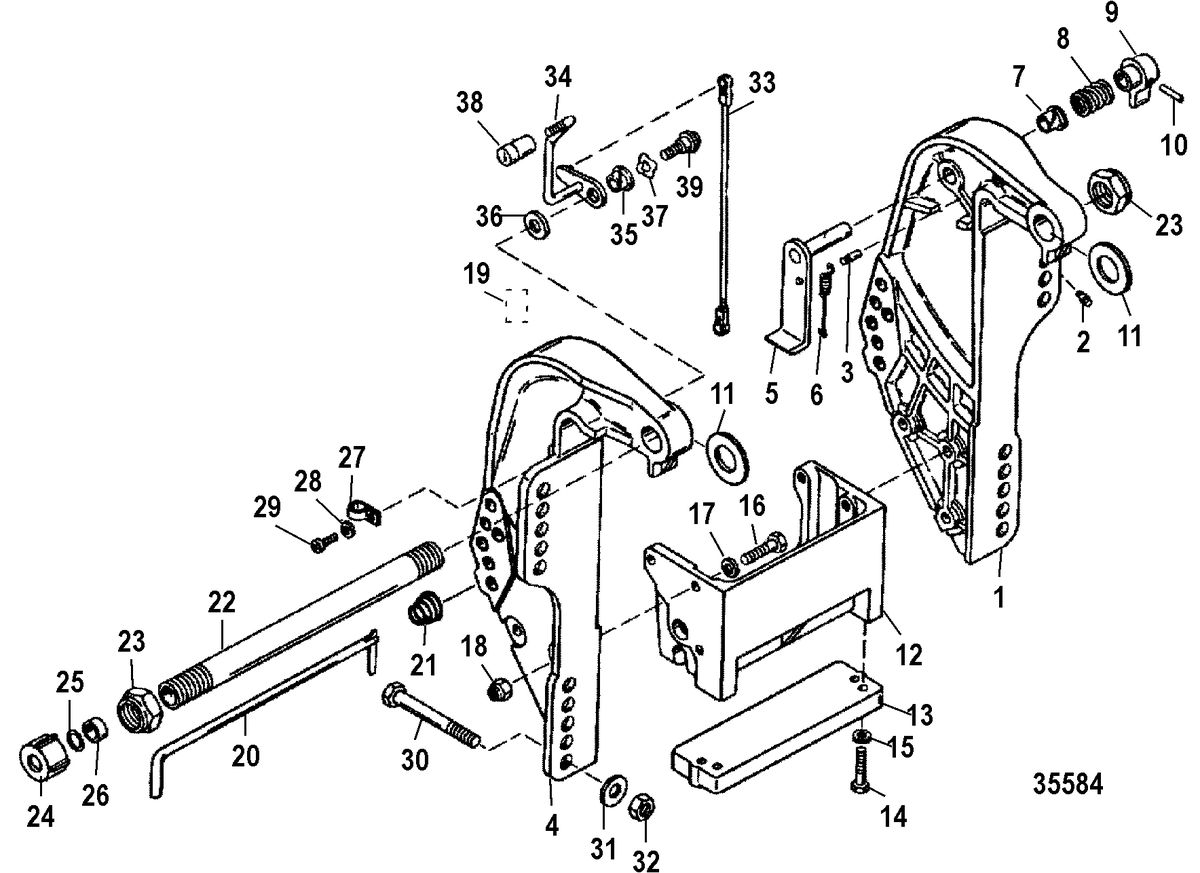 MERCURY/MARINER 55/60/45 JET/60 BIGFOOT (2-STROKE) Transom Bracket, Electric