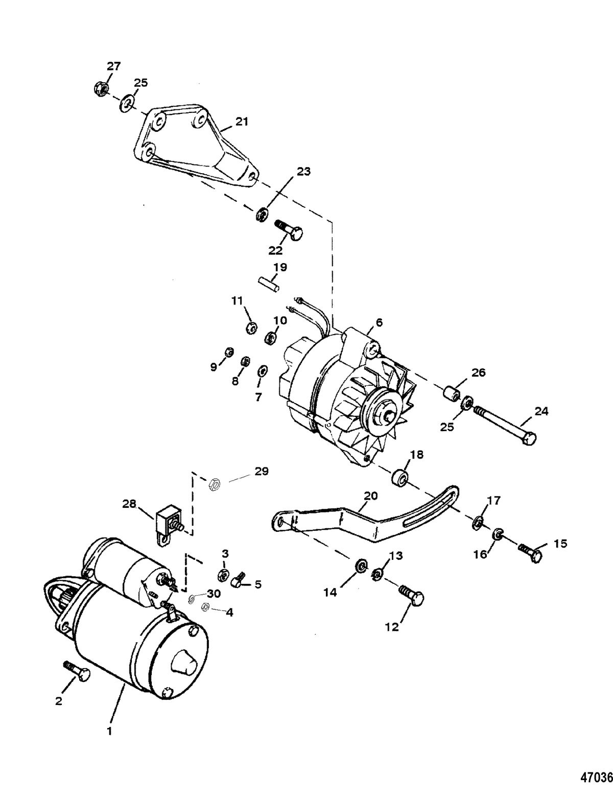 MERCRUISER 350 MAG EFI TBI TOURN SKI (GEN+) STARTER AND ALTERNATOR