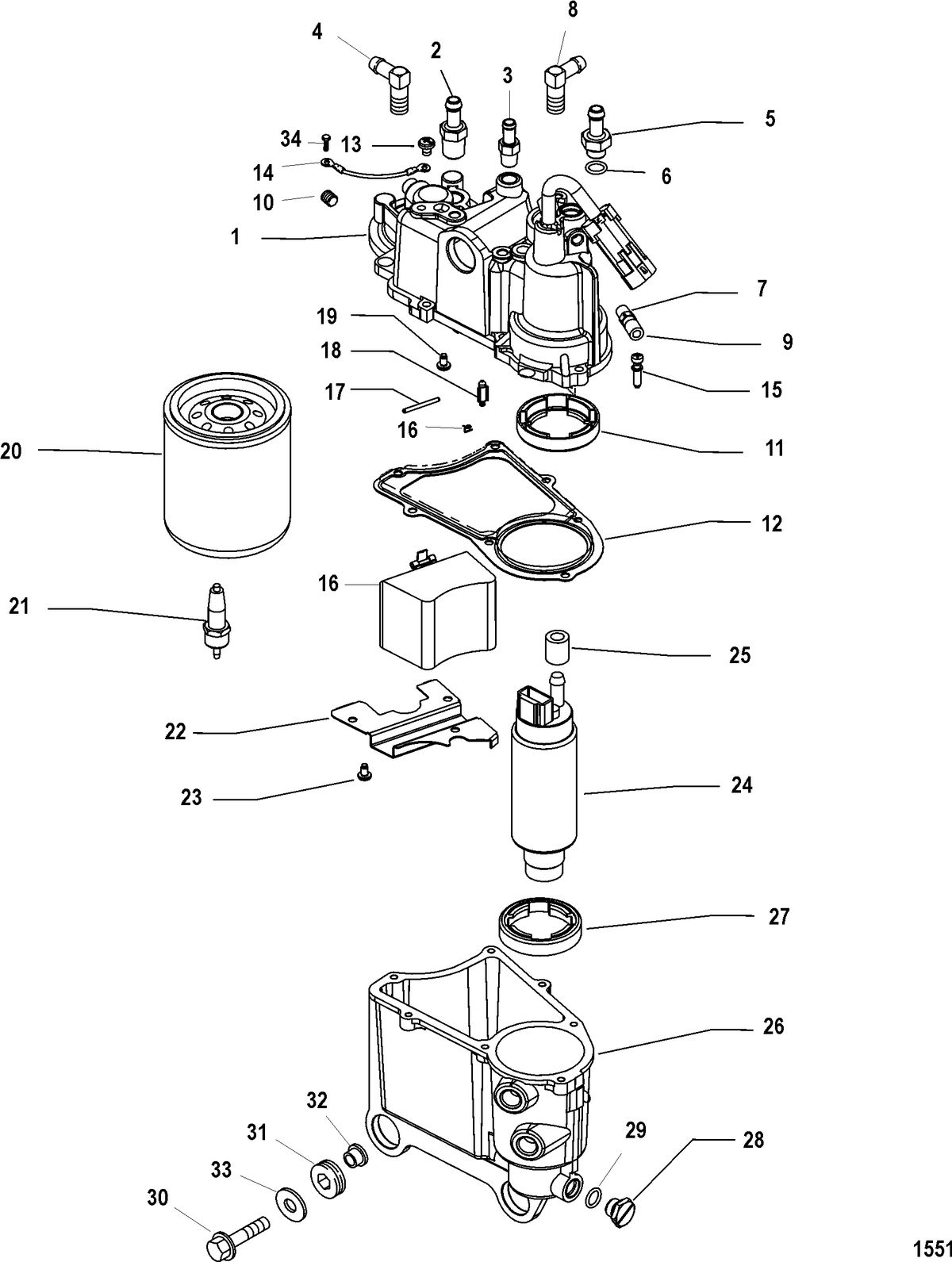 RACE OUTBOARD 300X EFI (3.0L) Vapor Seperator Components
