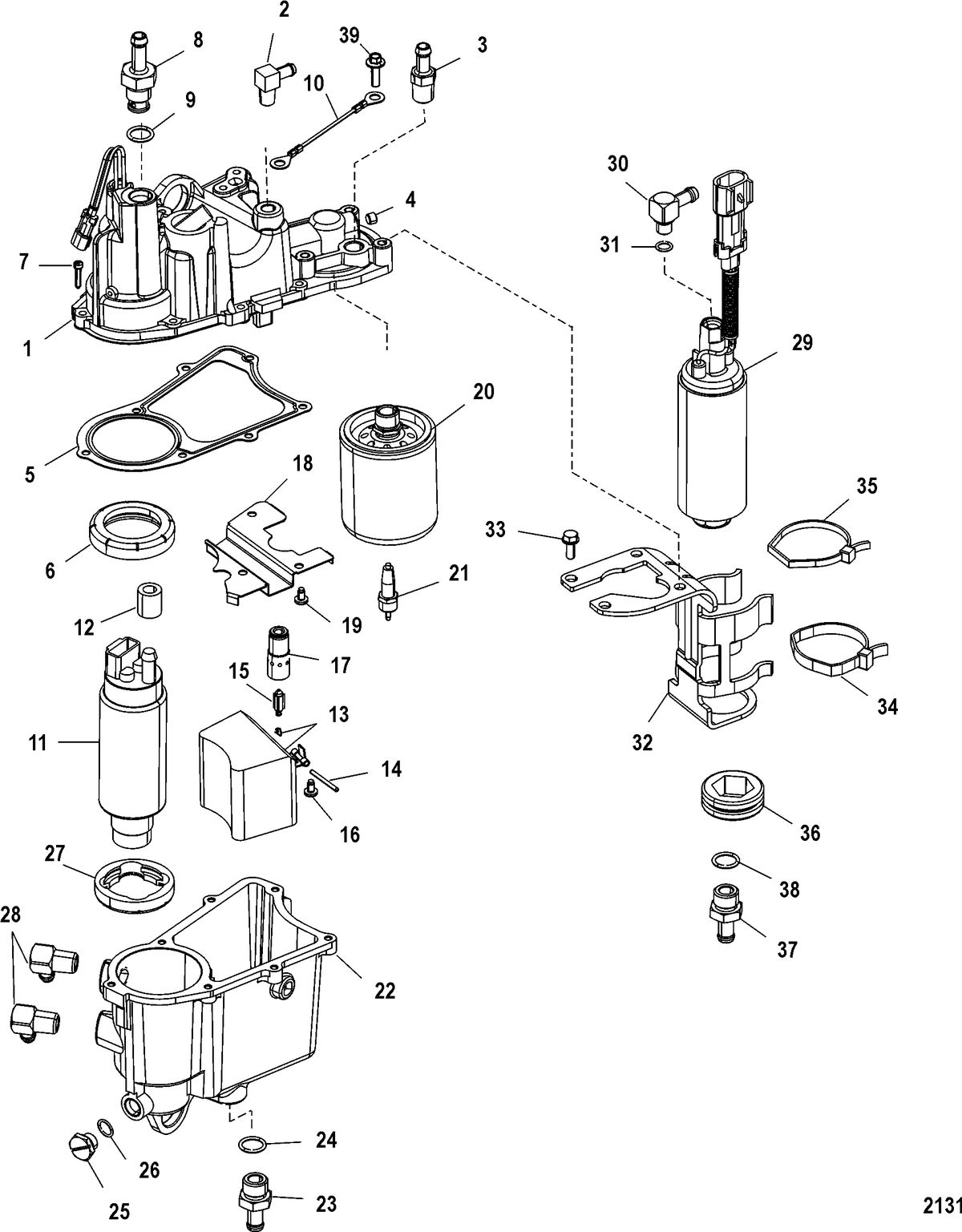 MERCURY/MARINER 135/150/175 DFI (2.5L) Vapor Separator Components