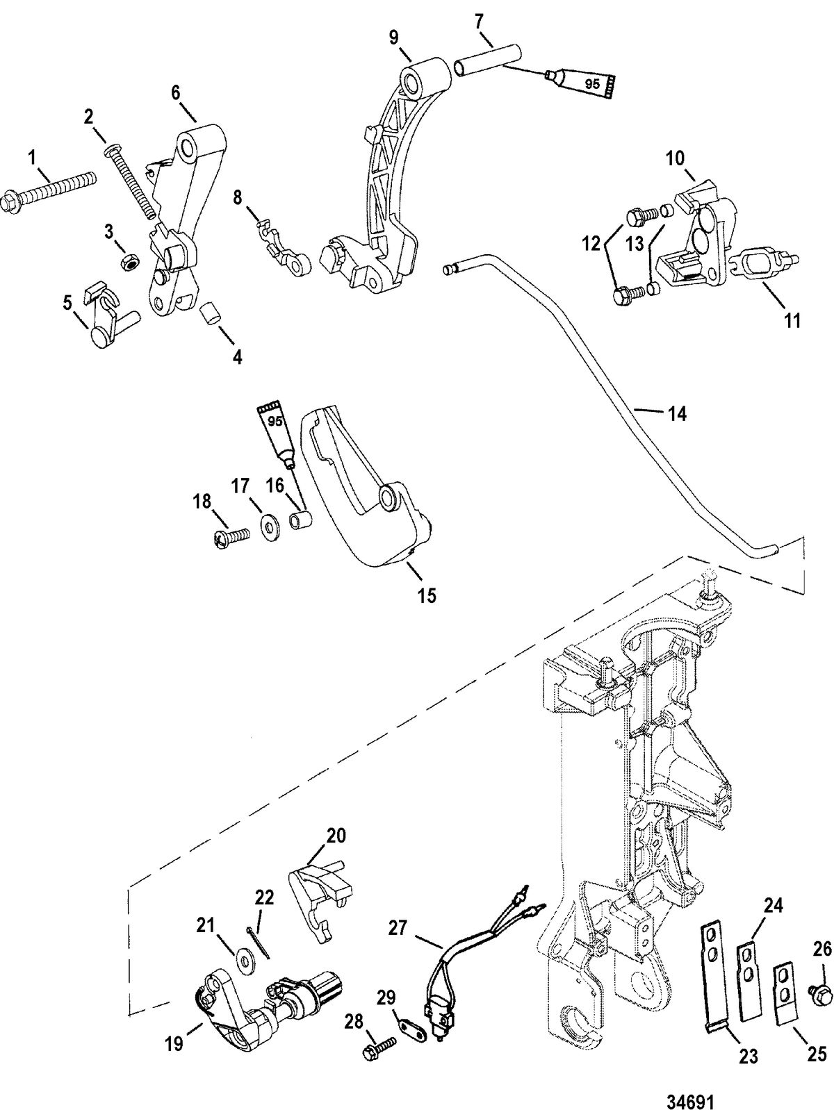 MERCURY/MARINER 40 ITALY/45 BODENSEE 50/50 BIGFOOT 4-STROKE Linkage, Non-Bigfoot