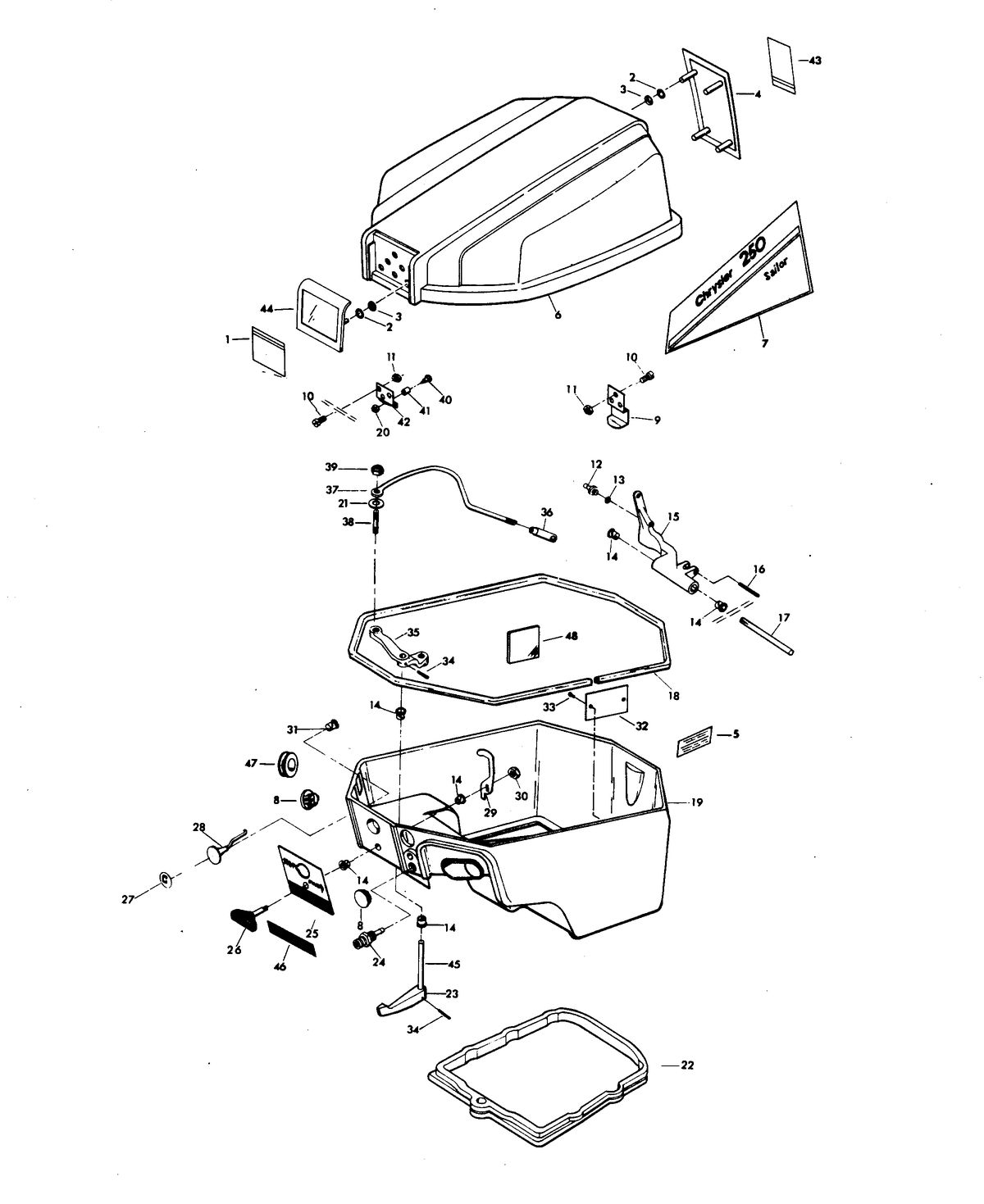 CHRYSLER 9.9 H.P. S91LOR ENGINE COVER AND SUPPORT PLATE