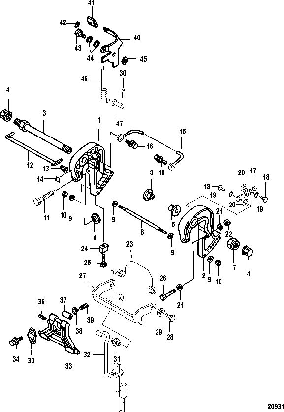 MERCURY/MARINER 25/30/JET 25 EFI/3 CYLINDER  4-STROKE Clamp Brackets, Manual