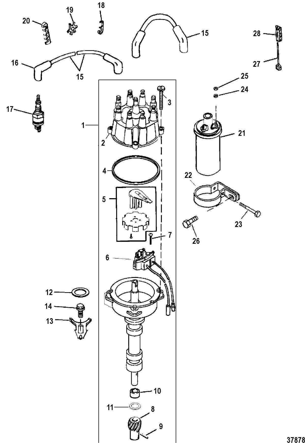 MERCRUISER 7.4L BRAVO I, II, III, ENGINE DISTRIBUTOR AND IGNITION COMPONENTS