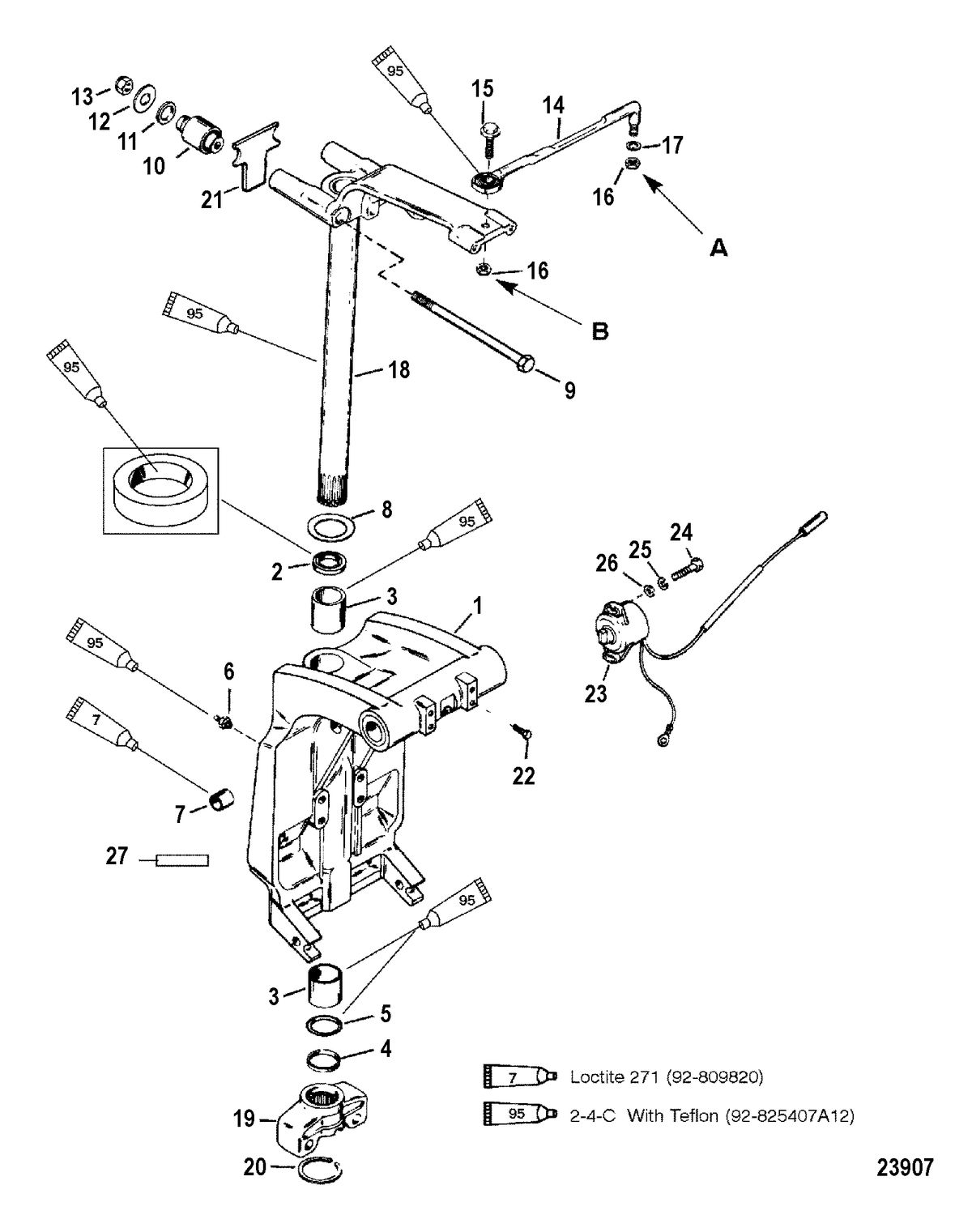 MERCURY/MARINER 150/175/200 EFI SWIVEL BRACKET AND STEERING ARM