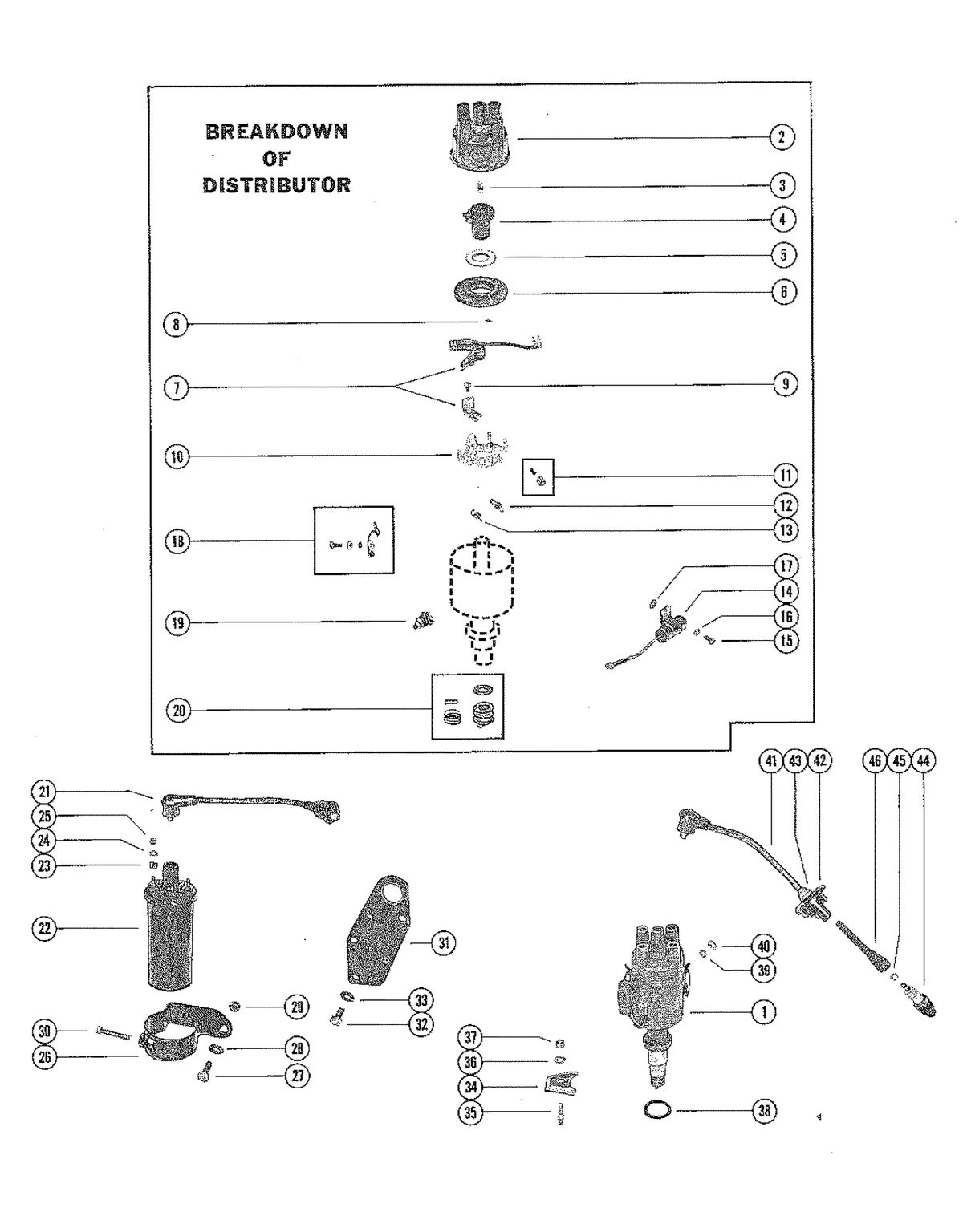 MERCRUISER 90 ENGINE AND STERNDRIVE DISTRIBUTOR ASSEMBLY AND COIL