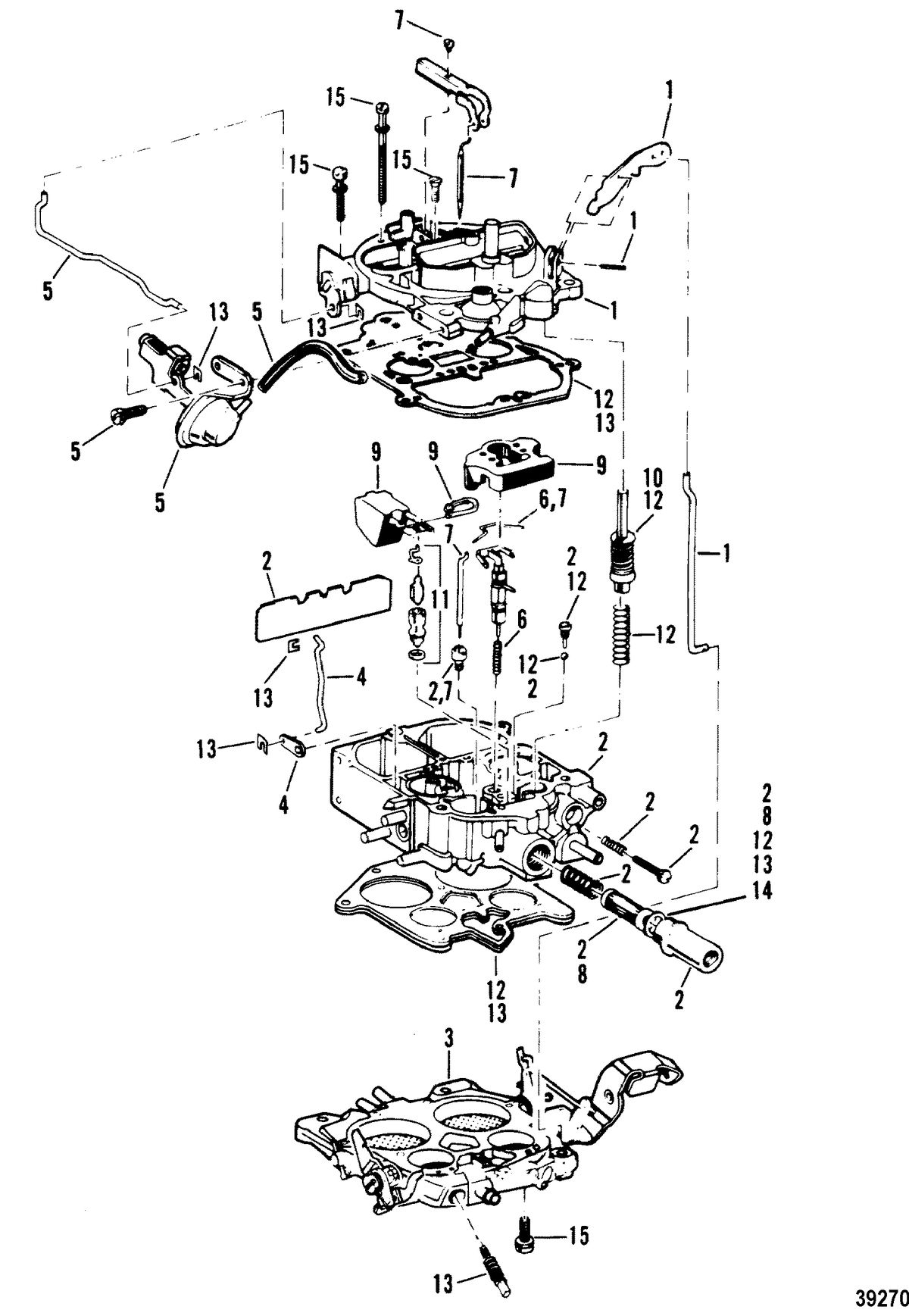 MERCRUISER 185/205 H.P. MR/ALPHA ONE ENGINE Carburetor(Rochester) (205)