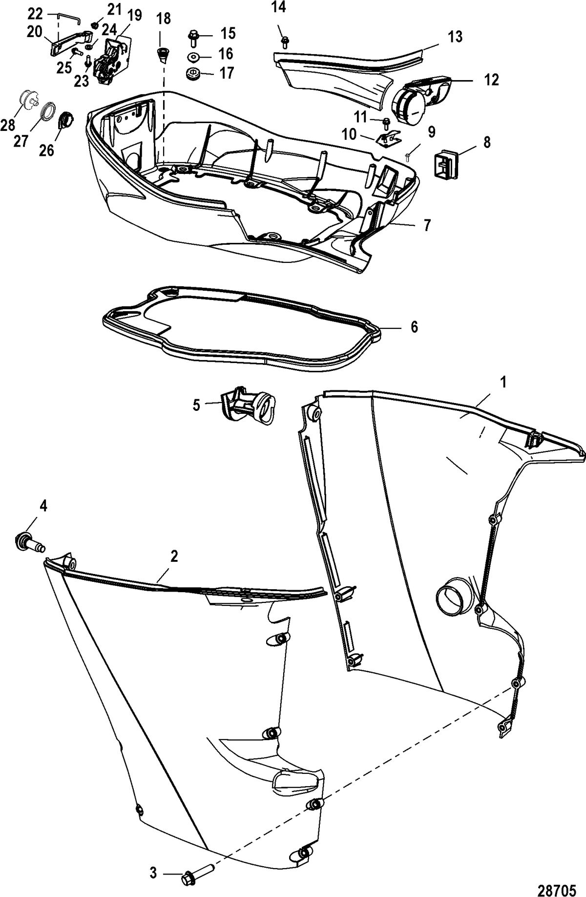 MERCURY/MARINER 40 CARB 4-STROKE (3 CYLINDER) Bottom Cowl