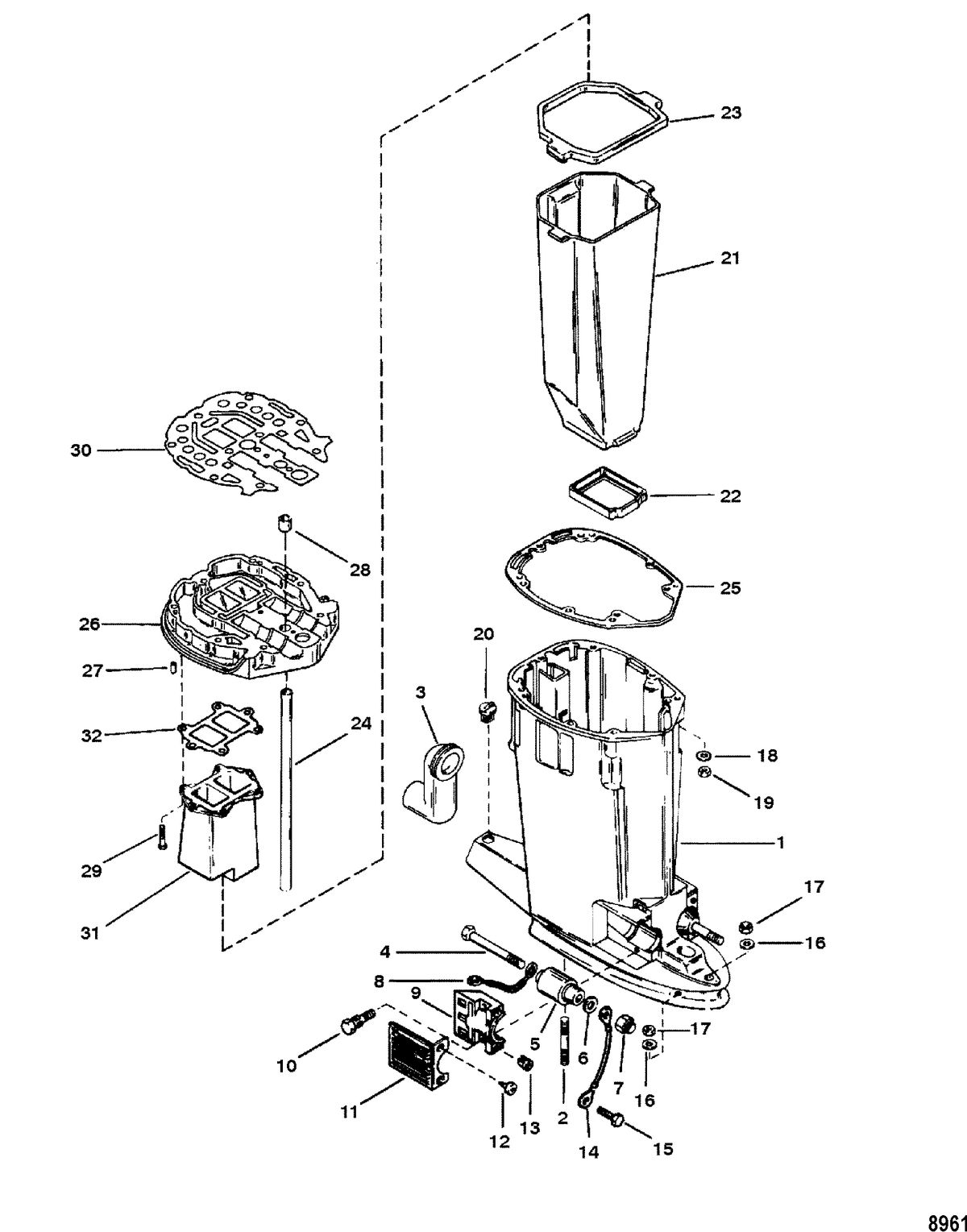 RACE OUTBOARD 150/200 PRO-MAX/SUPER MAGNUM (EFI) Driveshaft Housing and Exhaust Tube