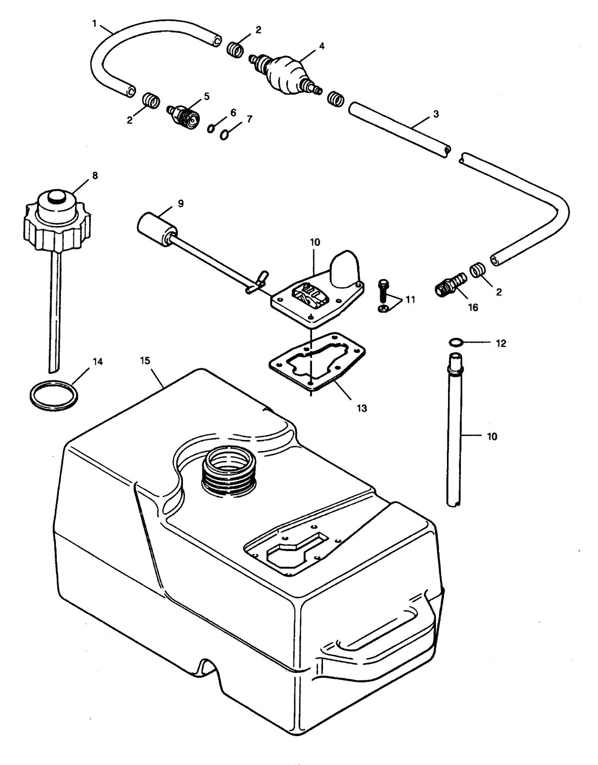 SEARS 5 H.P. STD. 15" LEG OUTBOARD MOTOR Fuel Tank and Line